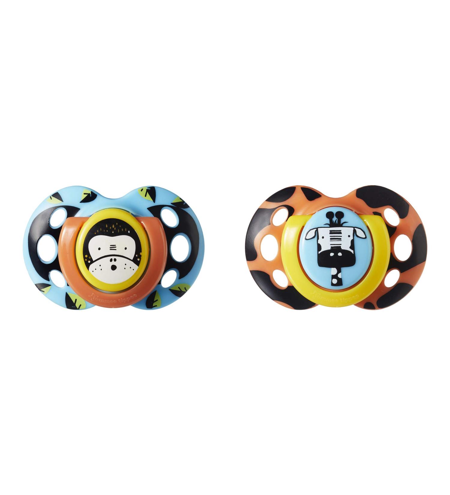 Tommee Tippee Fun Style Pacifiers Symmetrical Design BPA-Free Silicone Binkies 18-36m 2 Count Colors and Designs Vary - Buy Online on SooperMarket.com