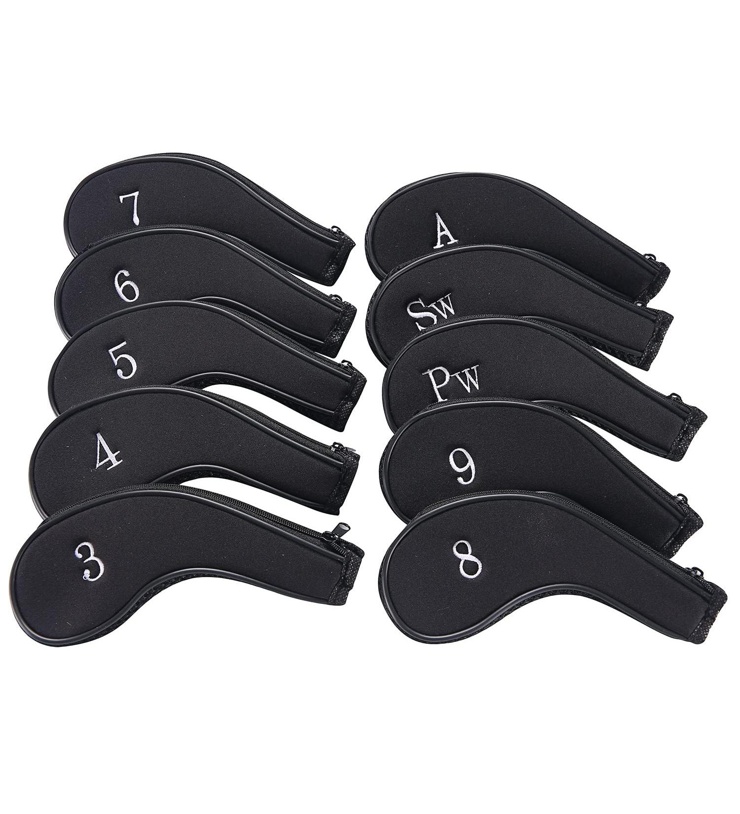 Sword & Shield Neoprene Zipper Golf Club Iron Head Covers - Set of 10, Black - Buy Online on SooperMarket.com