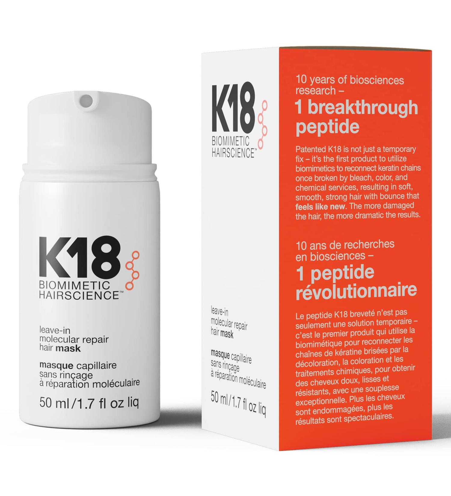 K18 Leave-In Repair Hair Mask Treatment - Reverse Hair Damage in 4 Minutes - 50ml - Buy Online on SooperMarket.com