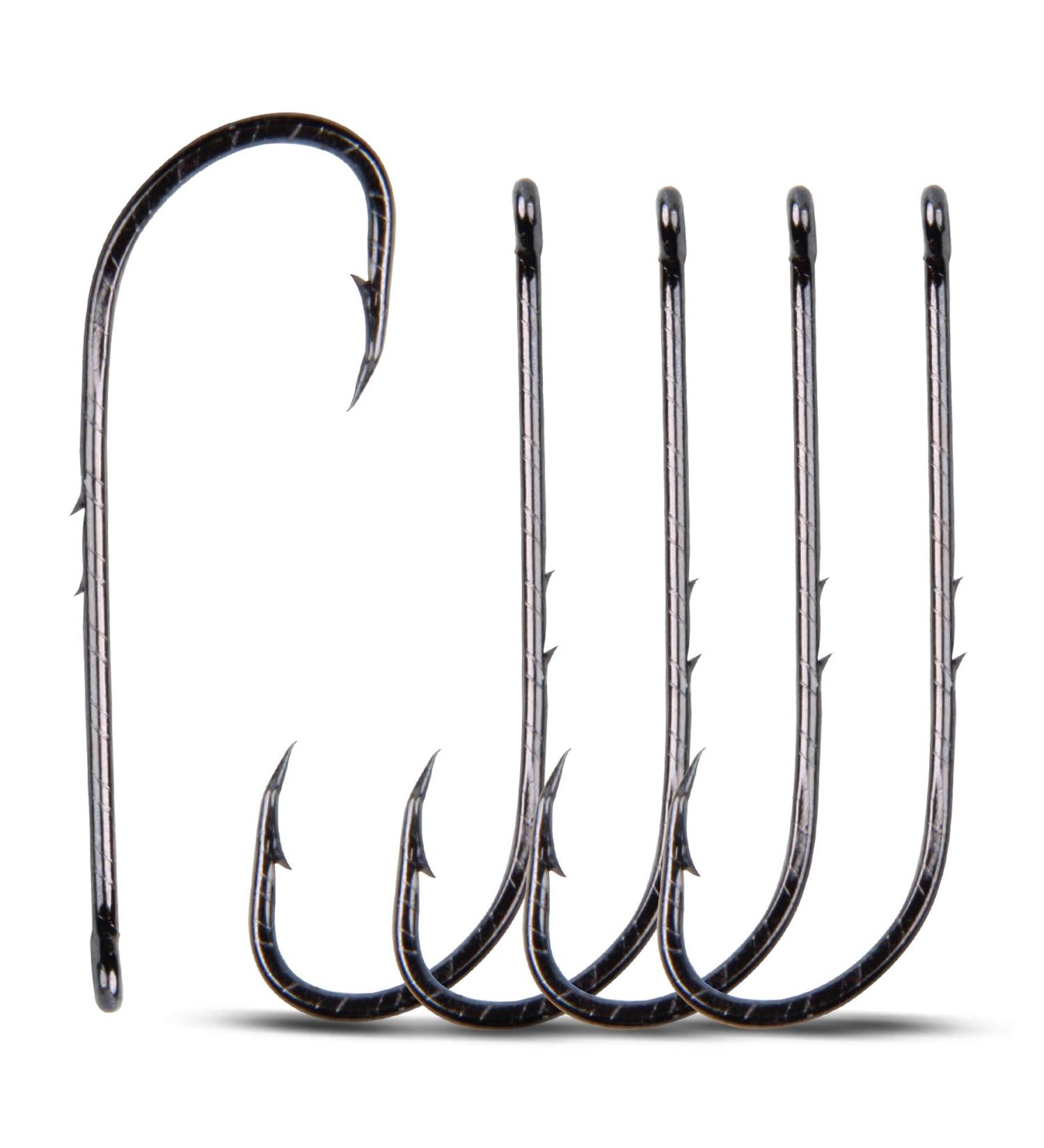 Buy 100PC Fishing Bait with Barbs & 2 Bait Holders - Durable Hard Steel Long Shaft Hooks Jig-Fishing 4/0 - International Shipping Available - Buy Online on SooperMarket.com