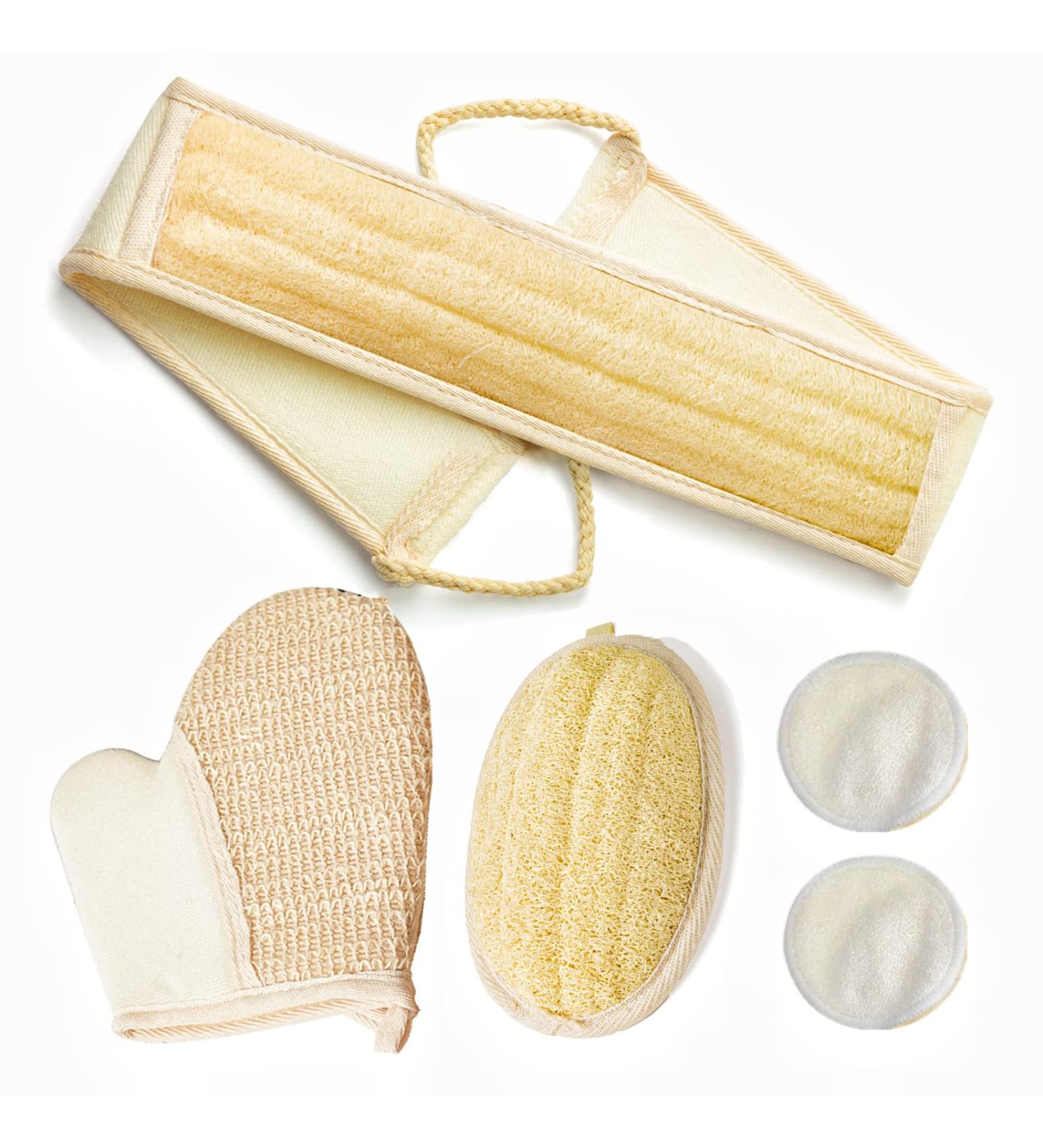 ATTEASAY Exfoliating Loofah Back Scrubber - 5 Pack | Eco-Friendly Biodegradable Body Scrubber Set for Women and Men - Buy Online on SooperMarket.com