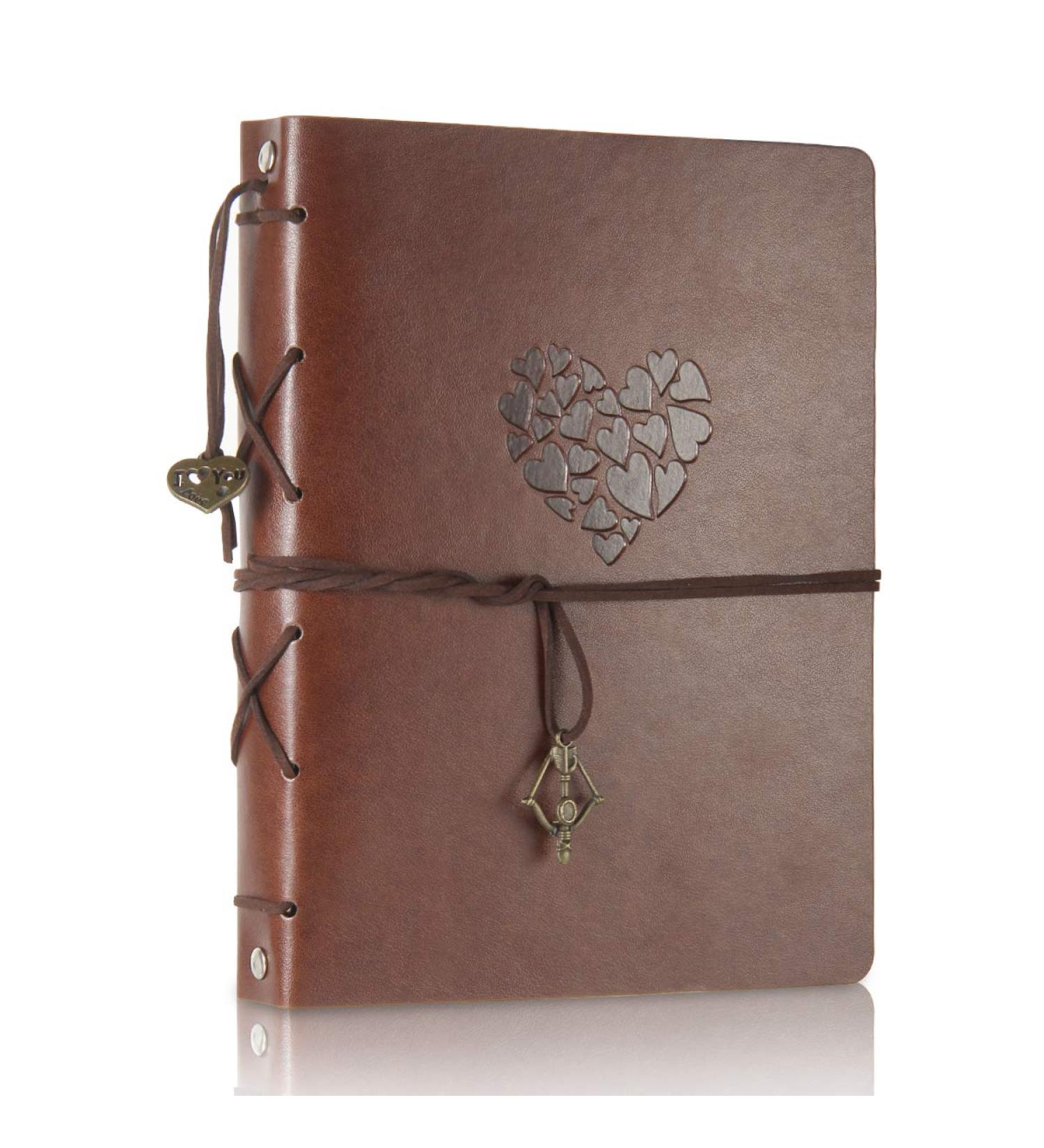 ThxMadam Leather Scrapbook Photo Album Vintage Wedding Guest Book DIY Memory Book | 60 Black Pages | Perfect Gift for Christmas, Valentines, Anniversary | Small (8.66 x 7.08) - Buy Online on SooperMarket.com