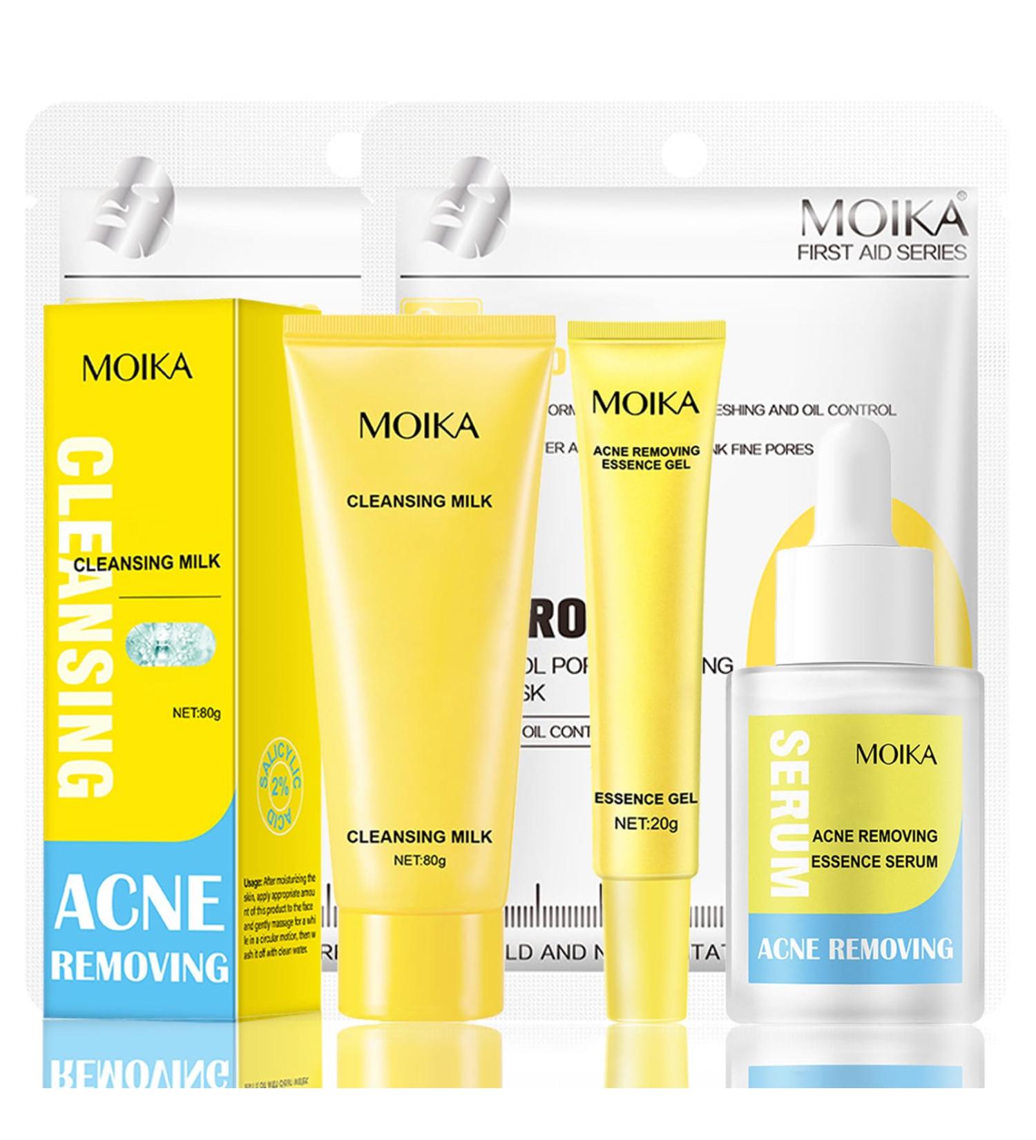 Skincare Set for Acne Prone Skin Anti Acne Skin Care Sets & Kits Skincare Gift Set with Cleanser- Serum- Essence Gel- Mask*2 Acne Remove Oil Control Facial Kit Hydrate Shrink Pore Sooth Redness - Buy Online on SooperMarket.com
