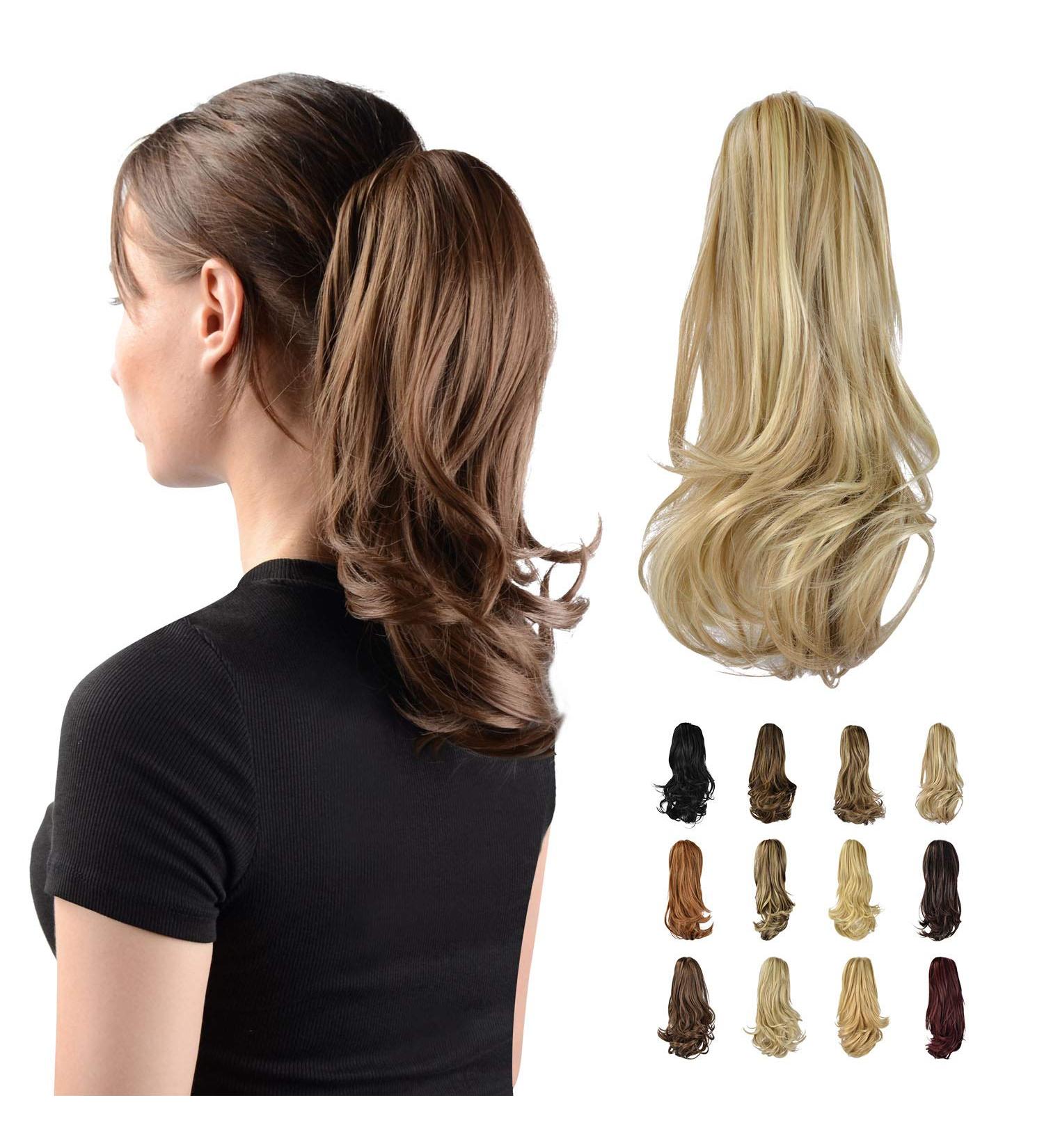 Sofeiyan 13 Long Curly Ponytail Extension | Natural Synthetic Hairpiece Light Ash Brown & Bleach Blonde - Buy Online on SooperMarket.com