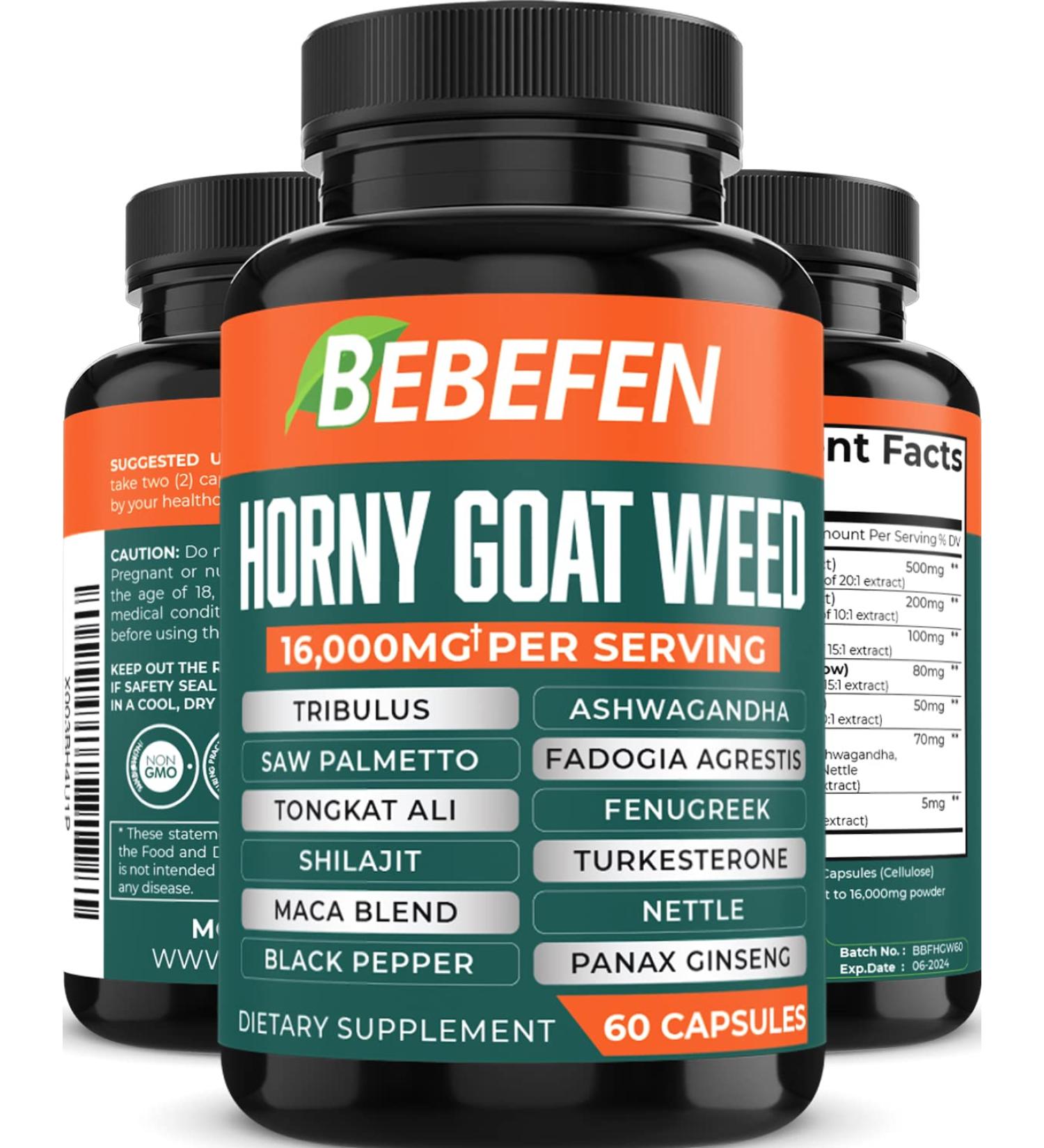 16000MG Horny Goat Weed Capsules with Tribulus Terrestris, Tongkat Ali, Maca - Strength, Stamina & Endurance Support - Buy Online on SooperMarket.com