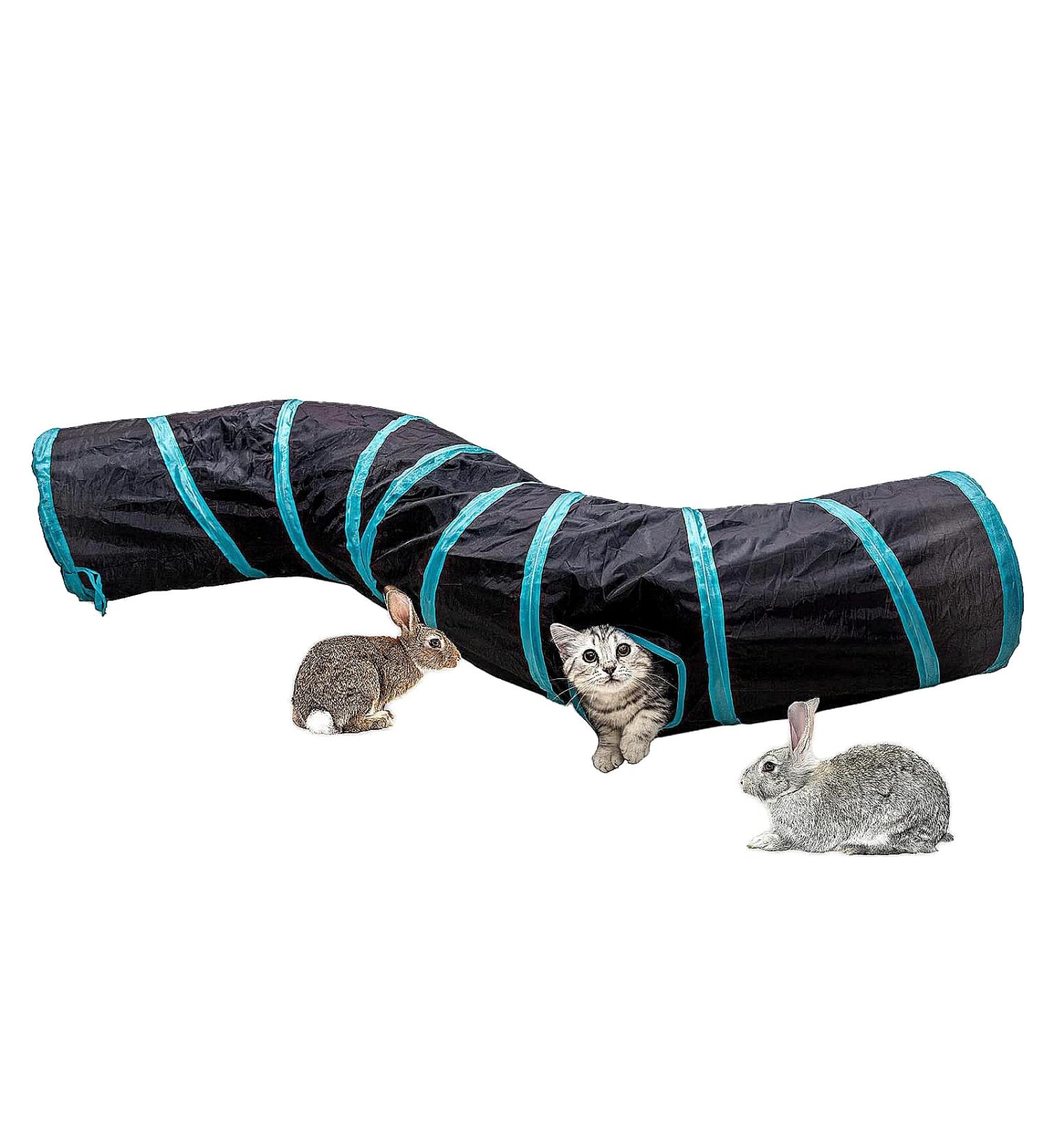 Baguuaray Cat Tunnel Collapsible 2 Way Interactive Pet Play Toy for Indoor Outdoor - Ideal for Puppy, Kitten, Rabbits, Guinea Pig - Buy Online on SooperMarket.com
