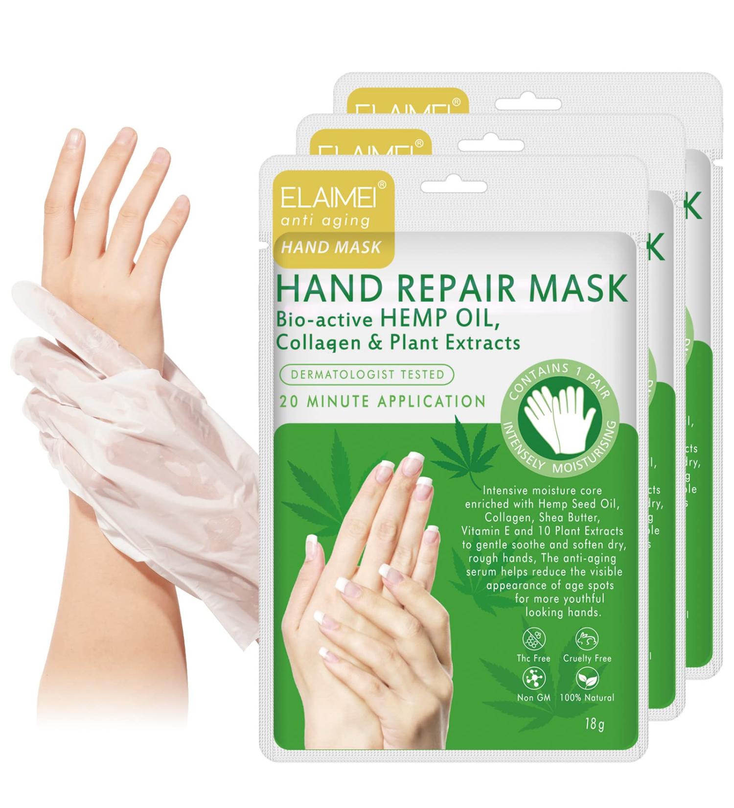 Hand Care Mask - 3 Pairs Moisture Gloves for Anti-Aging & Hydration | Dry Cracked Hands Treatment for Men & Women - International Shipping - Buy Online on SooperMarket.com