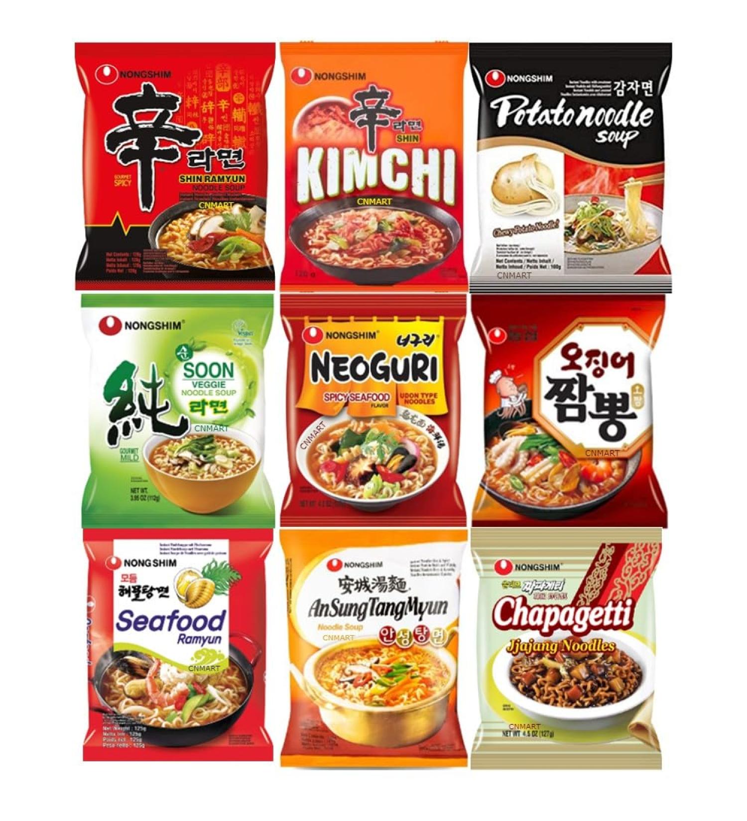 NongShim Instant Noodle Soup Ramyun Ramen Assorted 5 Different Flavours (Pack of 10) by CNMART - Buy Online on SooperMarket.com