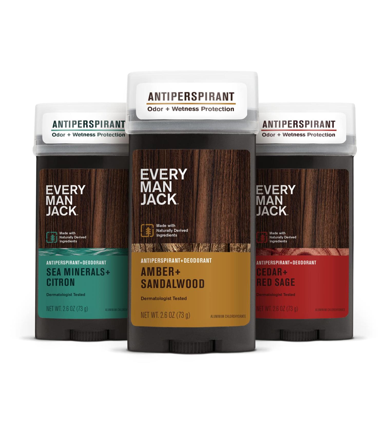 Every Man Jack Men's Assorted Antiperspirant Deodorant - Long Lasting Plant-Based Formula - 3 Pack Variety Pack - Buy Online on SooperMarket.com