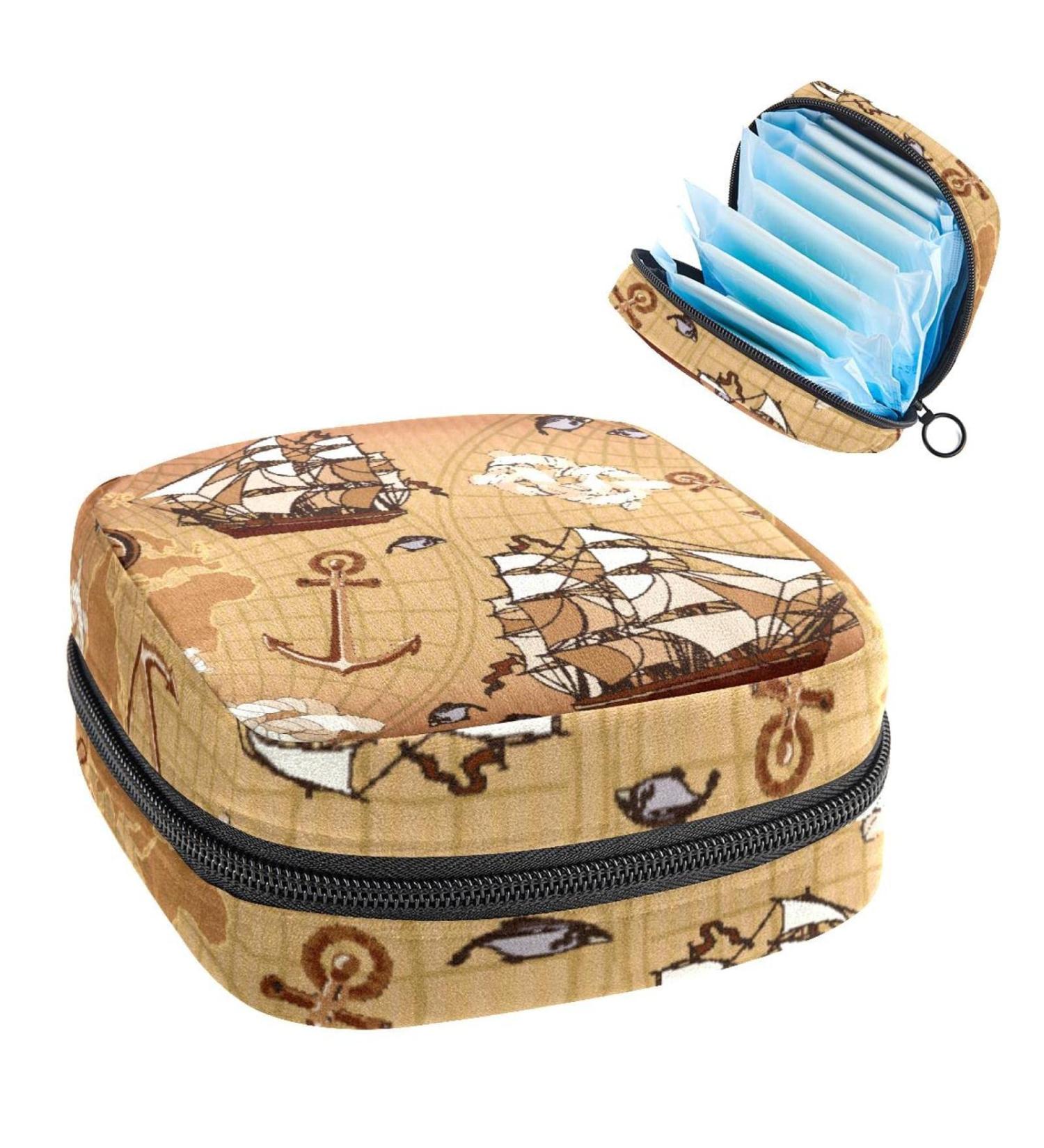 Old Map World Sanitary Napkin Storage Bag Feminine Menstrual Cup Pouches Nursing Pad Holder Tampon Bags Portable Period Bag for Women Teen Girls 1Pcs Multi-colored 15 - Buy Online on SooperMarket.com