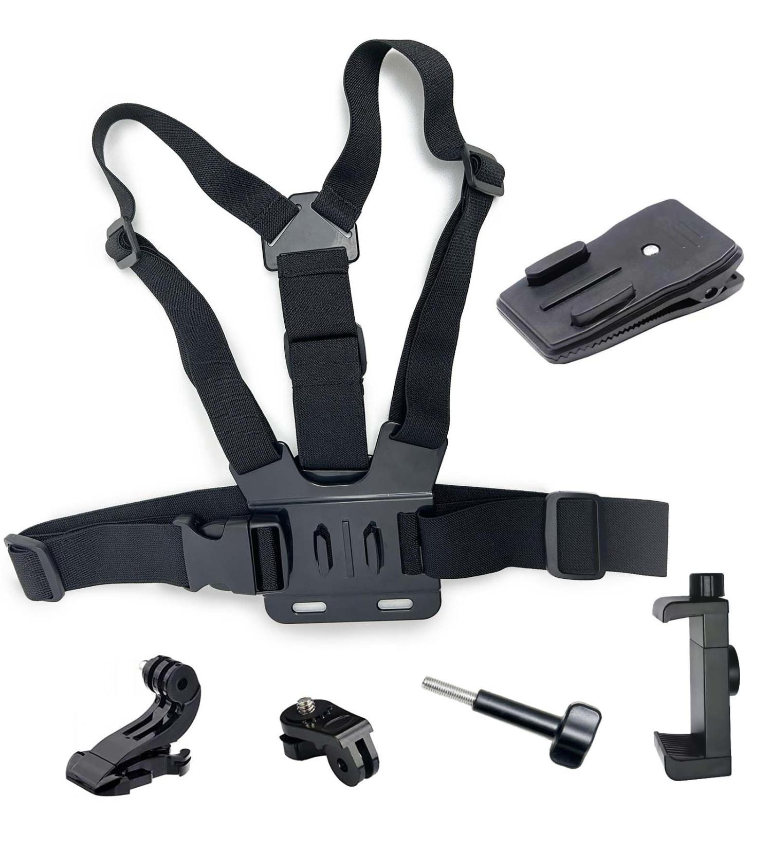 Jamuil's Chest Strap & Backpack Holder with Phone Clip - Action Camera Accessories for GoPro DJI Osmo Insta360 & iPhone 15/13/12 - Buy Online on SooperMarket.com