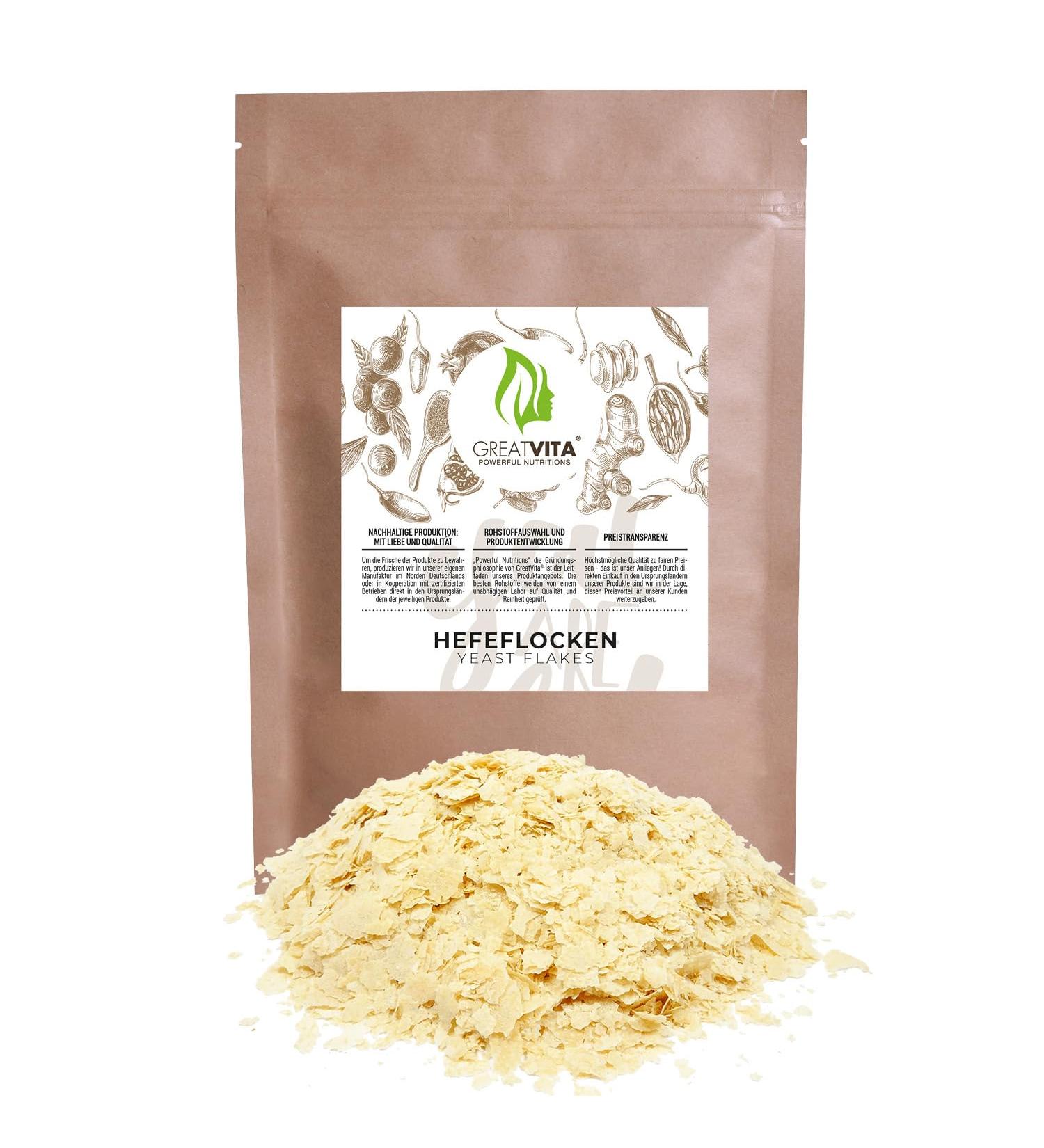 Buy GreatVita Yeast Flakes 800g - Premium Vegan Nutritional Yeast with Extra Vitamins | 100% Pure & Gluten-Free - Buy Online on SooperMarket.com