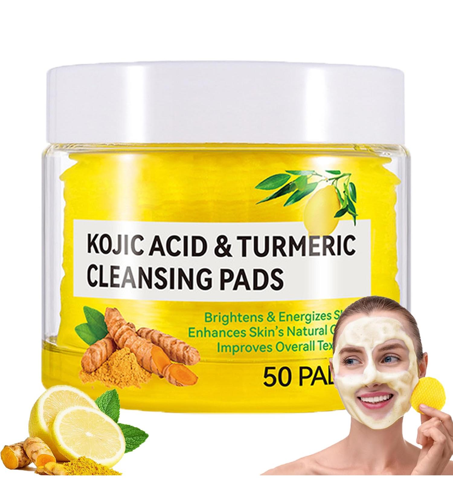 Turmeric Kojic Acid Cleansing Pads - Brightening Face Scrub for Dark Spots | 50pcs Gentle & Safe Skin Balance - Buy Online on SooperMarket.com