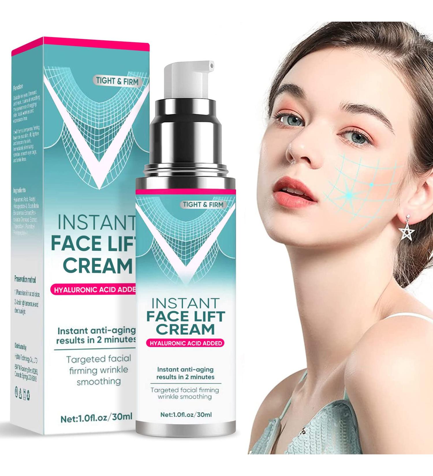 Instant Face Lift Cream with Hyaluronic Acid - Anti-aging Serum for Fine Lines, Wrinkles, and Sagging Skin - 2 Minute Results - Buy Online on SooperMarket.com