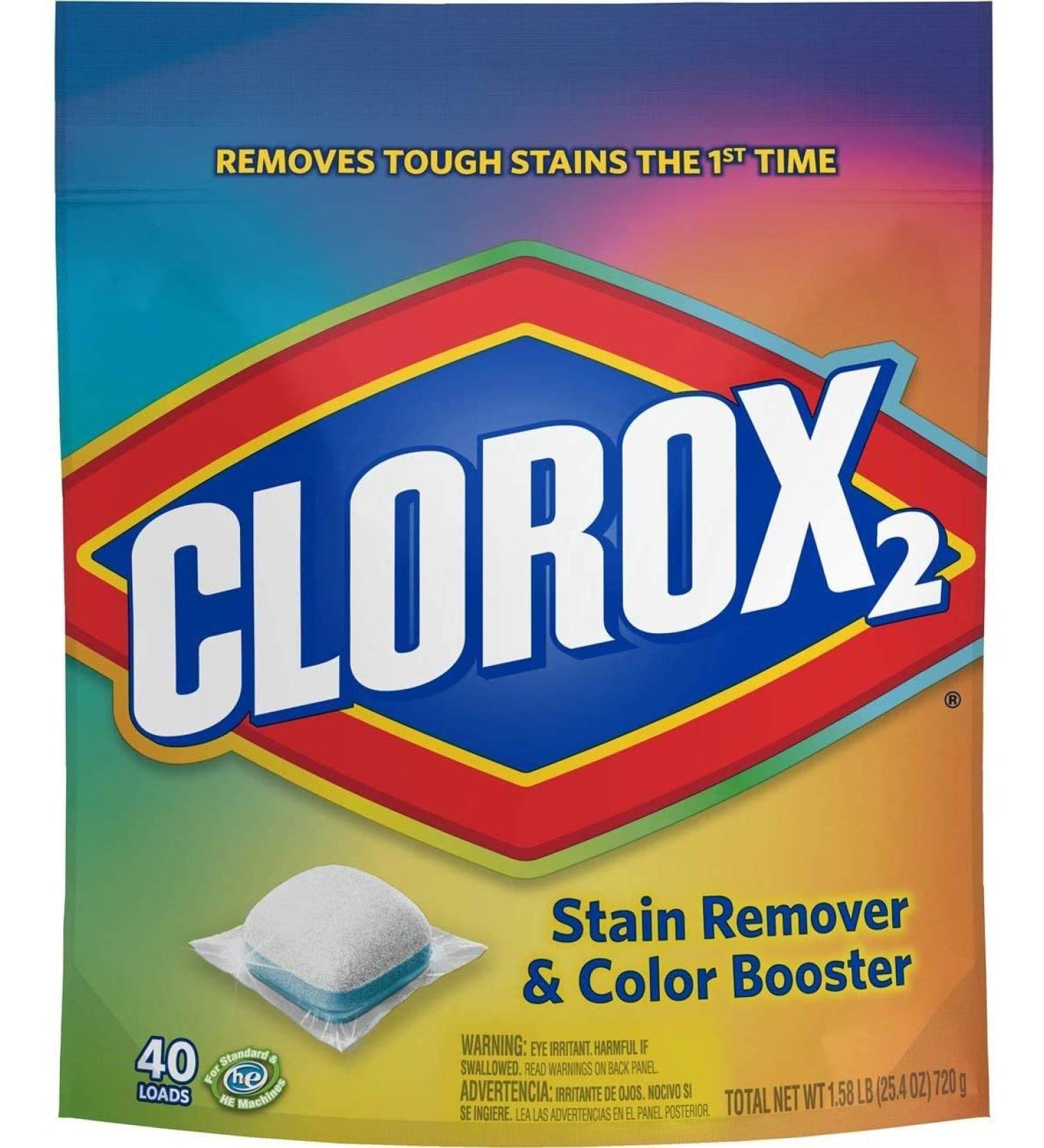 Clorox2 Stain Fighter & Color Booster 40 ct - Multi-Purpose Stain Remover for Bright Colors | International Shipping Available - Buy Online on SooperMarket.com