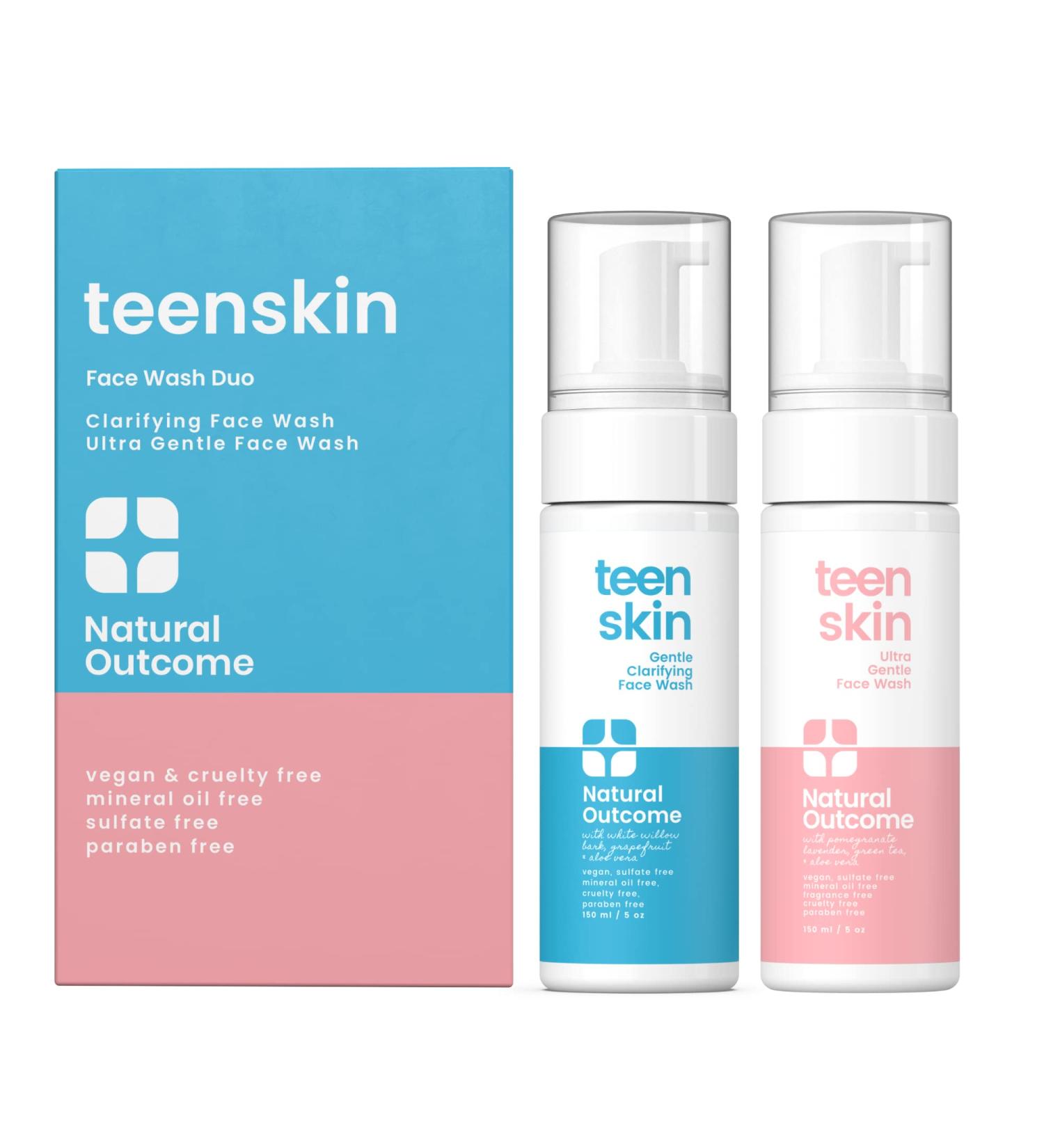 Teen Skin Face Wash Duo - Gentle Daily Foaming Face Wash for Boys & Girls | Non-toxic Ingredients | Prevent Acne | 2 x 5 oz Bottles - Buy Online on SooperMarket.com