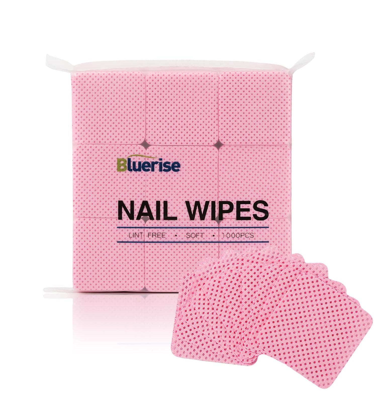 BLUERISE 1000Pcs Pink Nail Polish Remover Pads - Lint Free Nail Wipes for Eyelash Extension Glue Cleaning - Soft & Absorbable - 1000 Count - Buy Online on SooperMarket.com