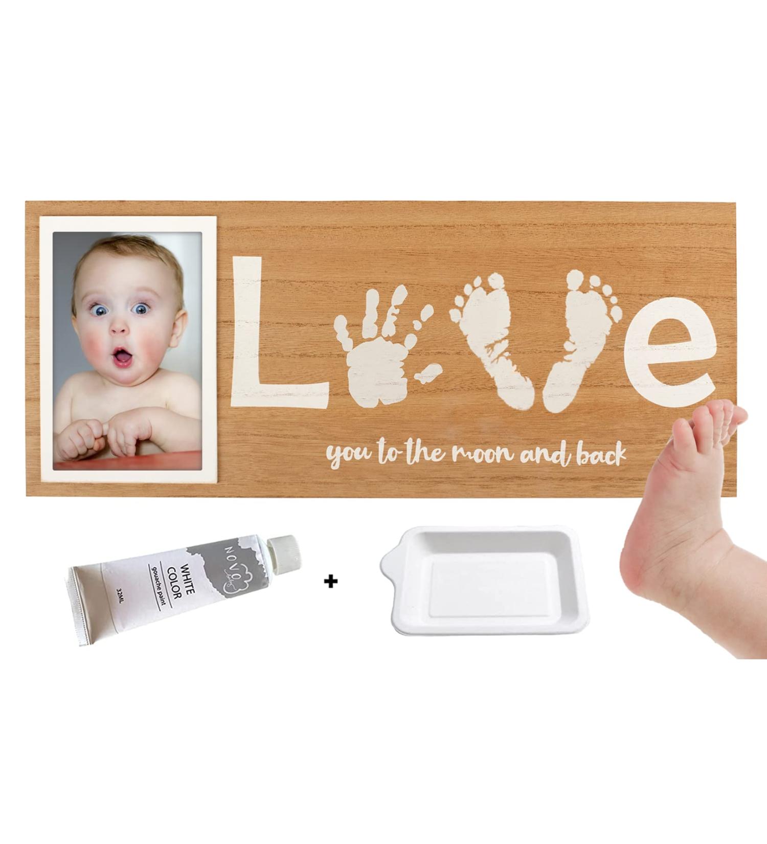 Baby Handprint & Footprint Photo Frame Kit | Includes White Paint Tray | Newborn Keepsake | 17 x 7 Inches - Buy Online on SooperMarket.com