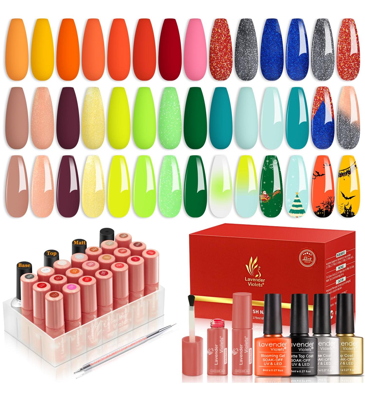 Lavender Violets 25 Pcs Gel Nail Polish Mousse pudding Colours Foundation Blooming Gel Base Coat Glossy n Matte Top Coat Dotting Drawing Nail Brush Manicure Soak Off UV LED Varnish C407 #25 Mousse pudding - Buy Online on SooperMarket.com