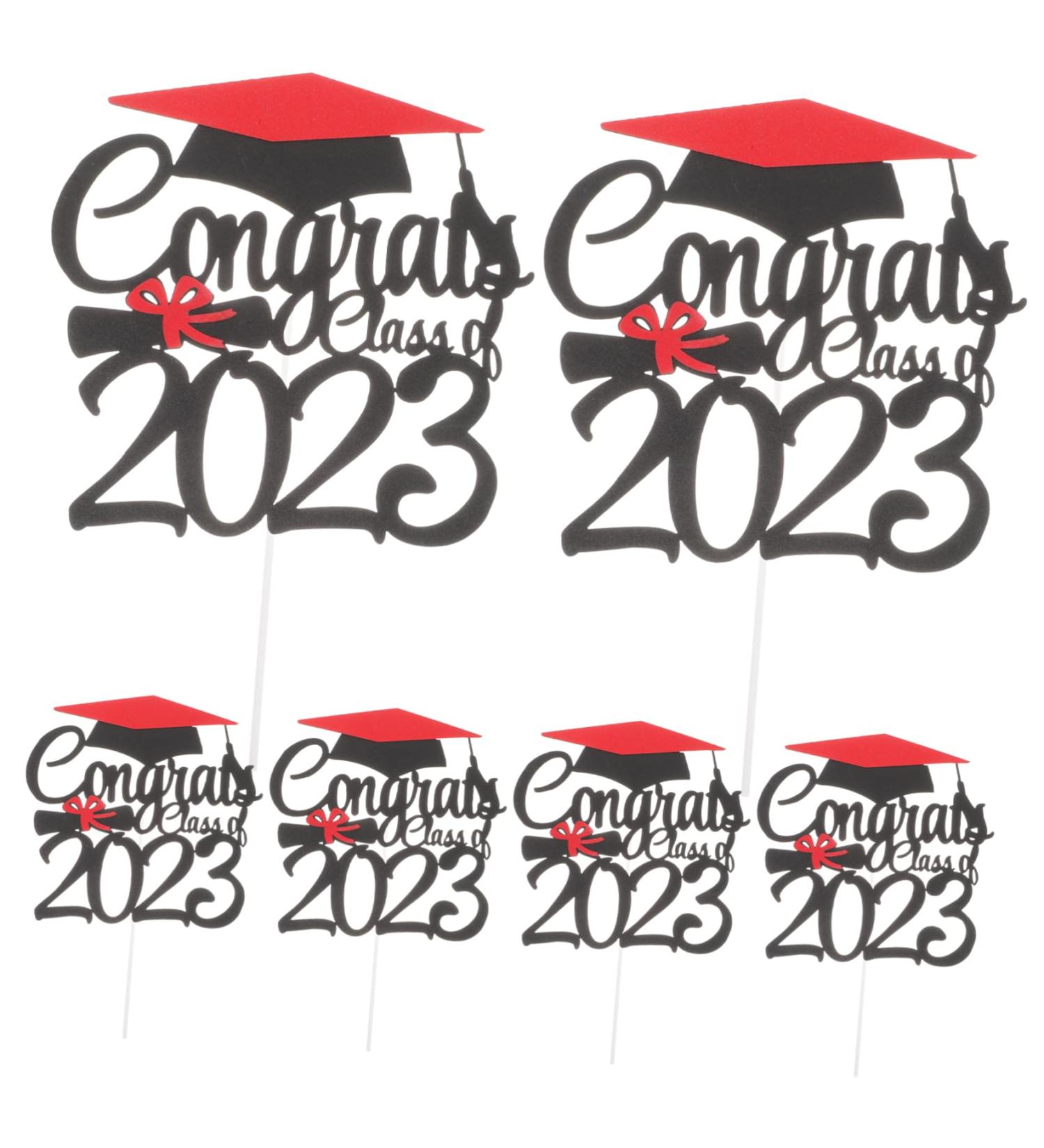 Warmhm 6pcs 2023 2023 Cake Strips Graduation 2023 Purple Class of 2023 Decorations Graduation Cap Graduation Decorations Class of 2023 Fruit Picks Paper Cup Cake Supplies Glitter Paper Red 15.1x14cm - Buy Online on SooperMarket.com