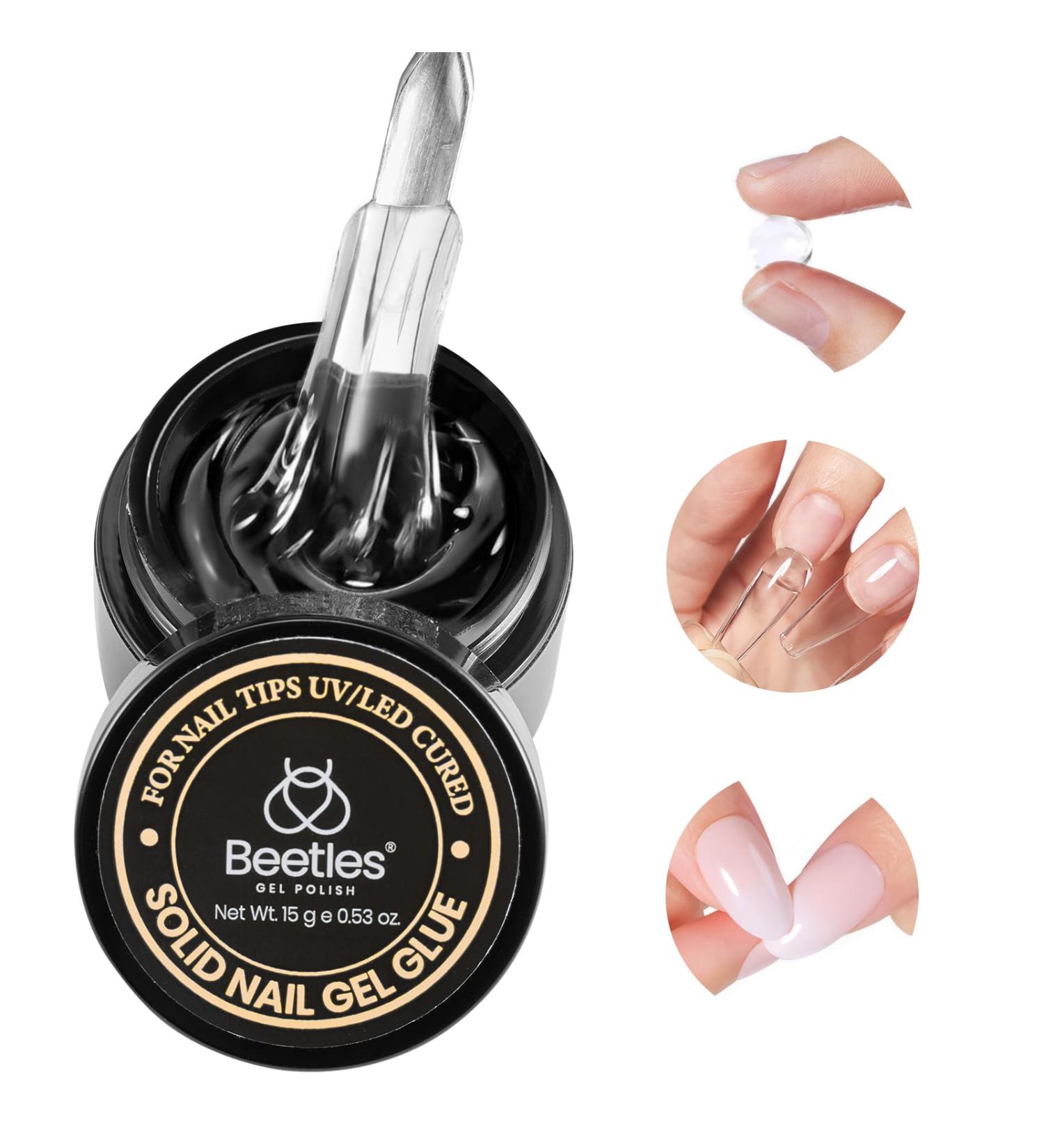 Beetles 15g Solid Nail Glue Gel for False Nail Tips | Strong Adhesive for Press-On Acrylic Nails | UV Light Cured Hard Gel for Nail Art - Buy Online on SooperMarket.com