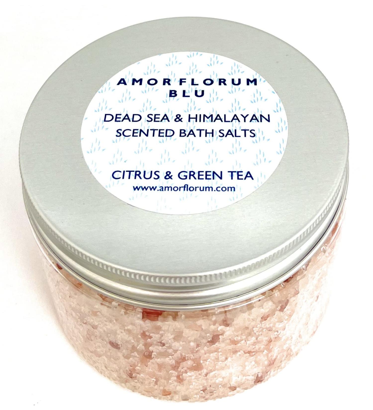 Amor Florum Blu 100% Natural Bathing Salts | Detox Himalayan & Totes Sea Salt with Citrus & Green Tea | 400g for Relaxation - Buy Online on SooperMarket.com