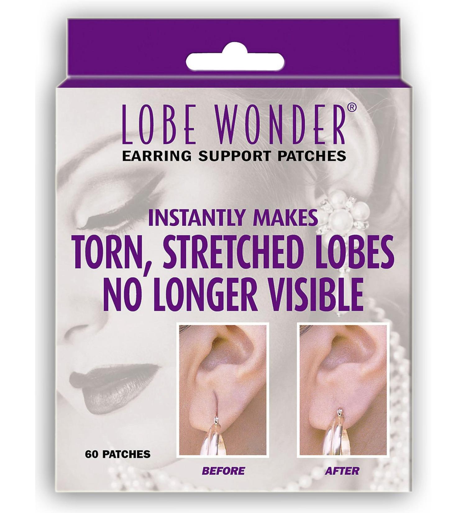 Invisible Earring Ear-Lobort Patches-Provides Relief for Damaged Stretched Ear-Lobes and Helps Protect Healthy Ear Lobes Against Tearing 60 pieces (1 Pack)