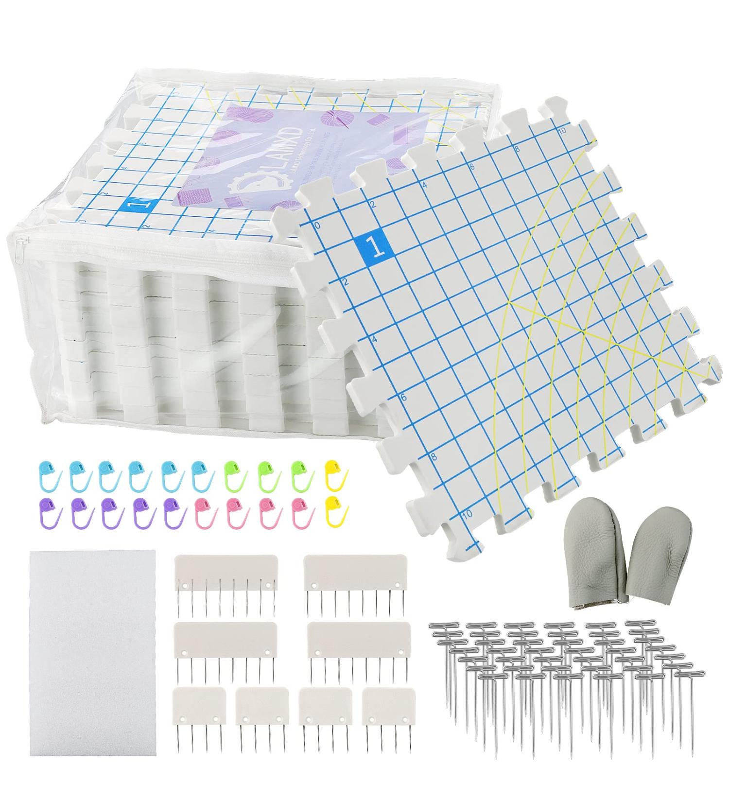 Blocking Mats for Knitting - Extra Thick Boards with Grids, 8PCS Knitting Blockers, 100 T-Pins, 20 Stitch Markers - Knitting Mats Kit - Buy Online on SooperMarket.com