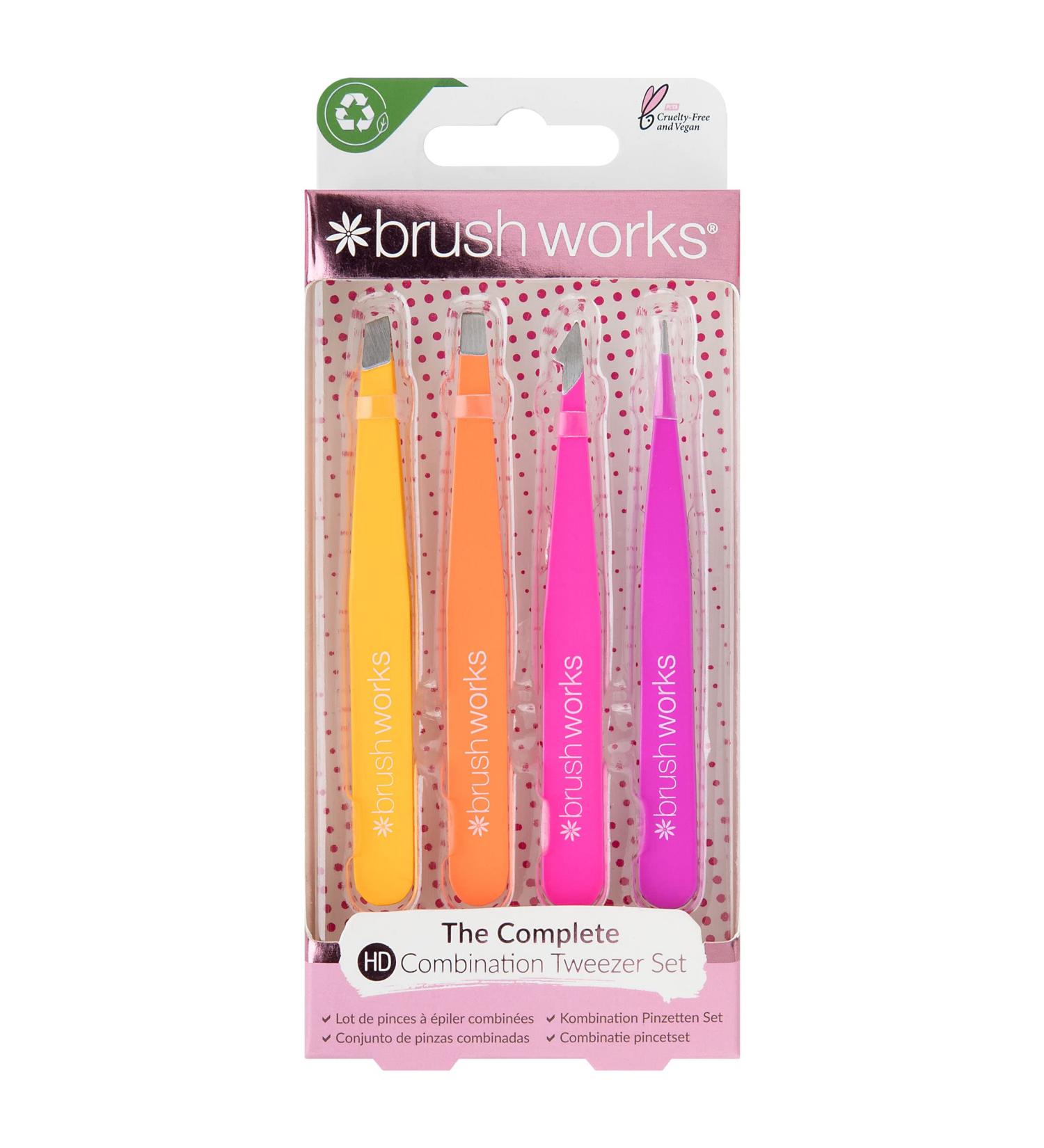 Brushworks 4 Piece Combination Tweezer Set - Brights - Buy Online on SooperMarket.com
