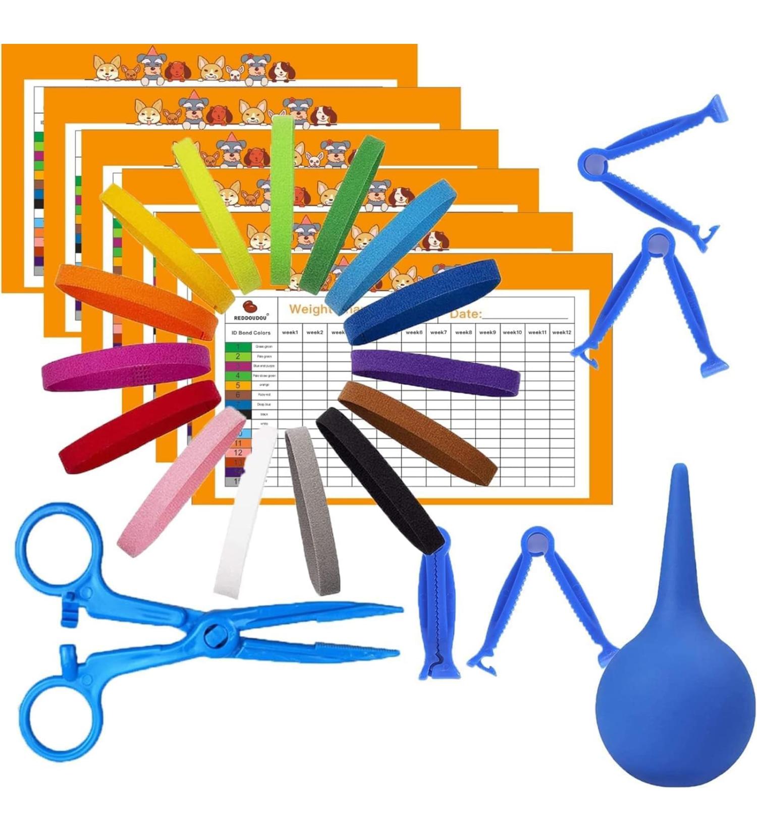 Puppy and Kitten Whelping Kit - Whelping Kits for Puppies Including 12 ID Collars 6 Record Keeping Charts and More - Buy Online on SooperMarket.com