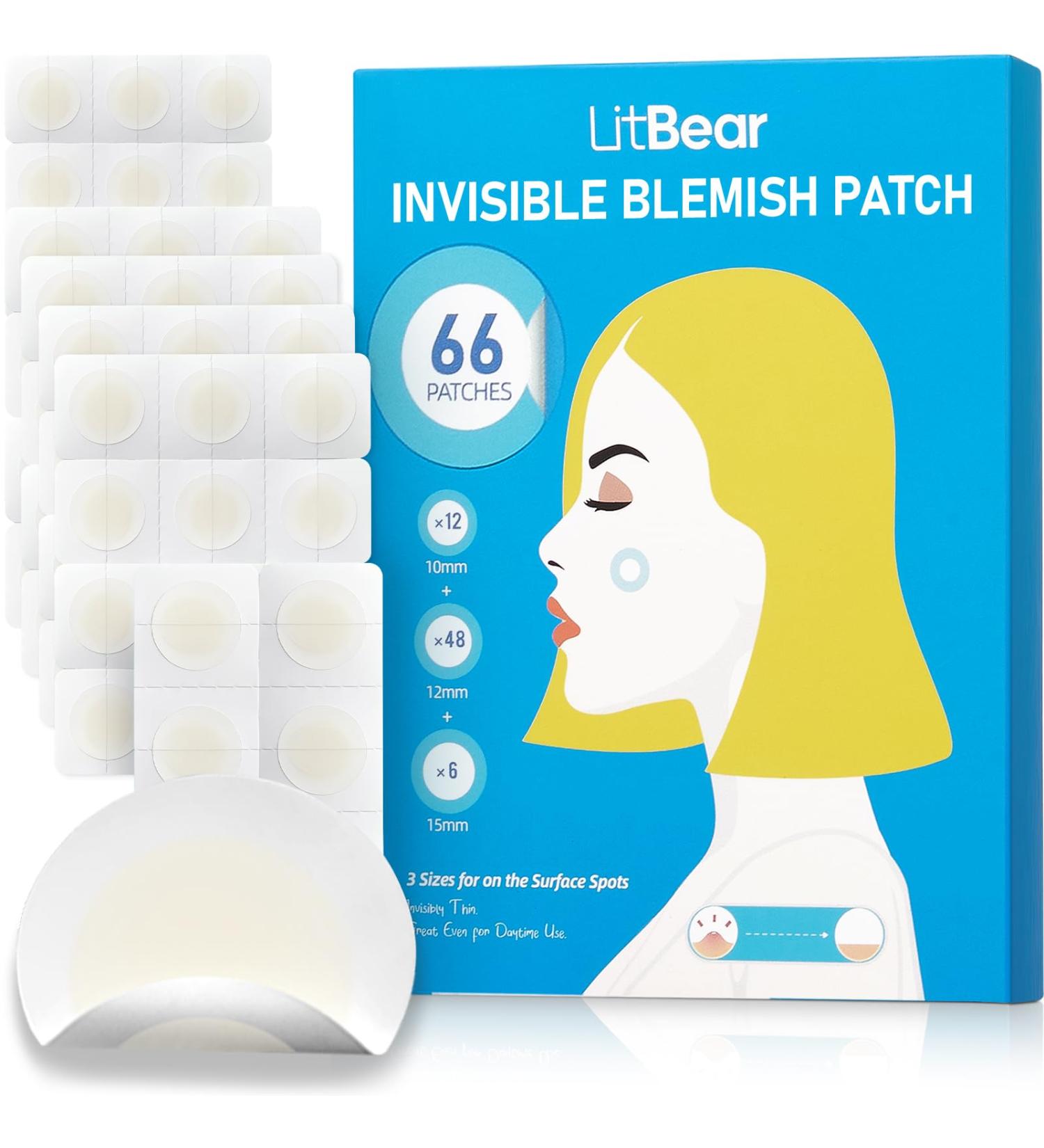 LitBear Pimple Patches | Invisible Hydrocolloid Acne Treatment | 66 Assorted Salicylic Acid Spot Covers for Whiteheads & Cystic Acne - Buy Online on SooperMarket.com