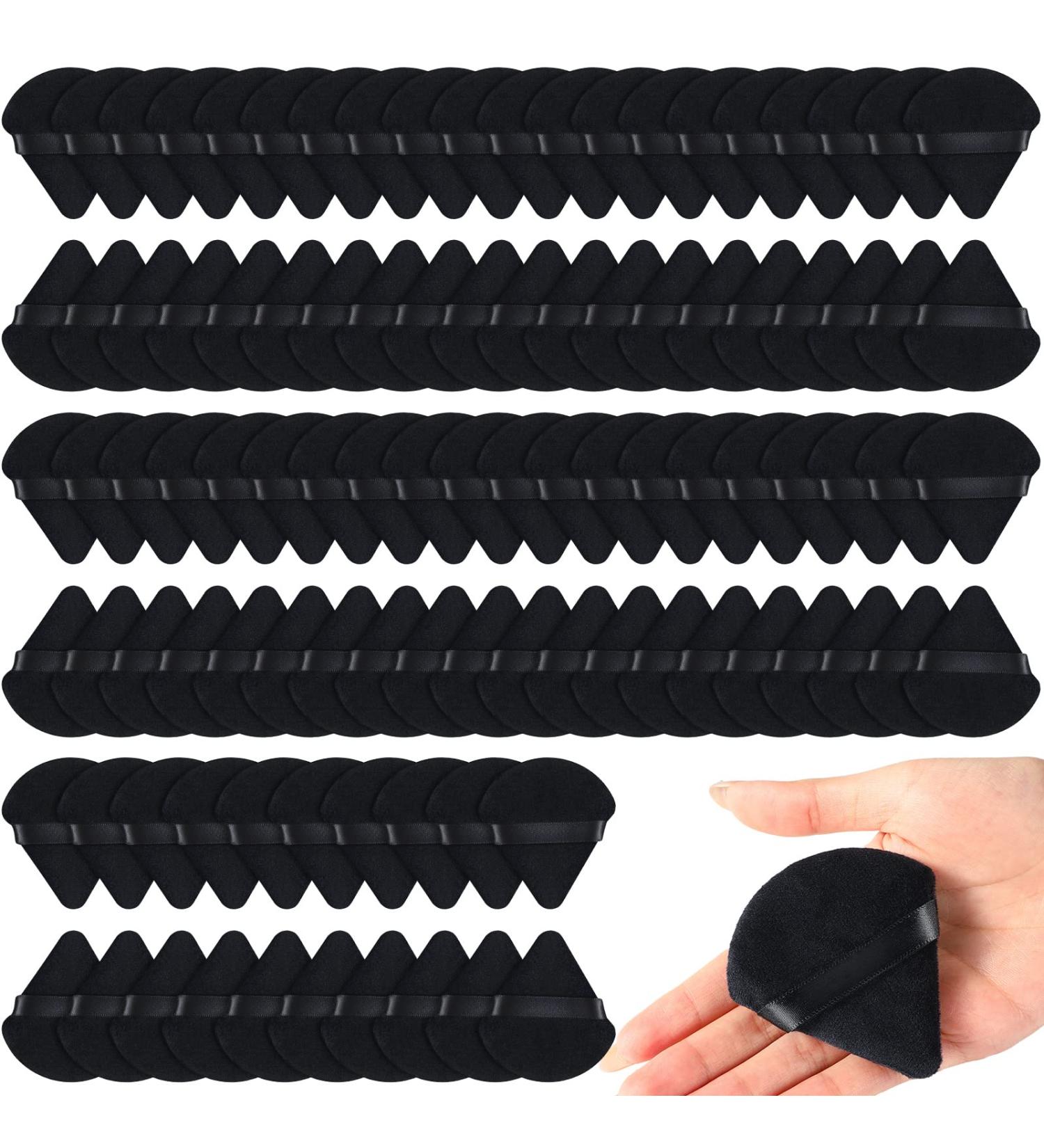 100pcs Black Triangle Powder Puffs - Soft Makeup Sponge for Loose Mineral Body Powder - Velour Cosmetic Foundation Tools - Buy Online on SooperMarket.com