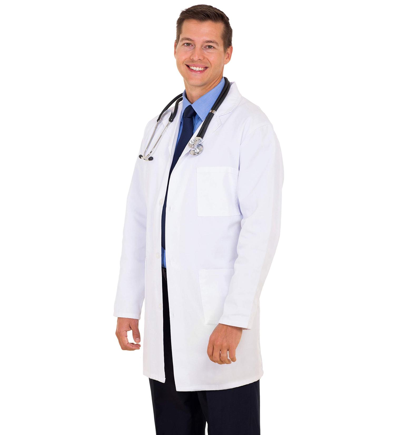 Figura Elevar Deals Men's Professional Lab Coat - 40 Inch Kick Pleat Doctor Coat (X-Large) - Buy Online on SooperMarket.com