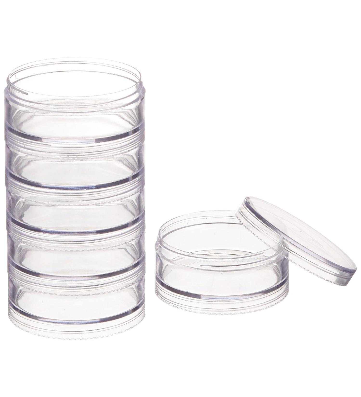 Paylak CNTB111-6 Storage Stackable Containers 6 for Beads Crafts 2.75 Round