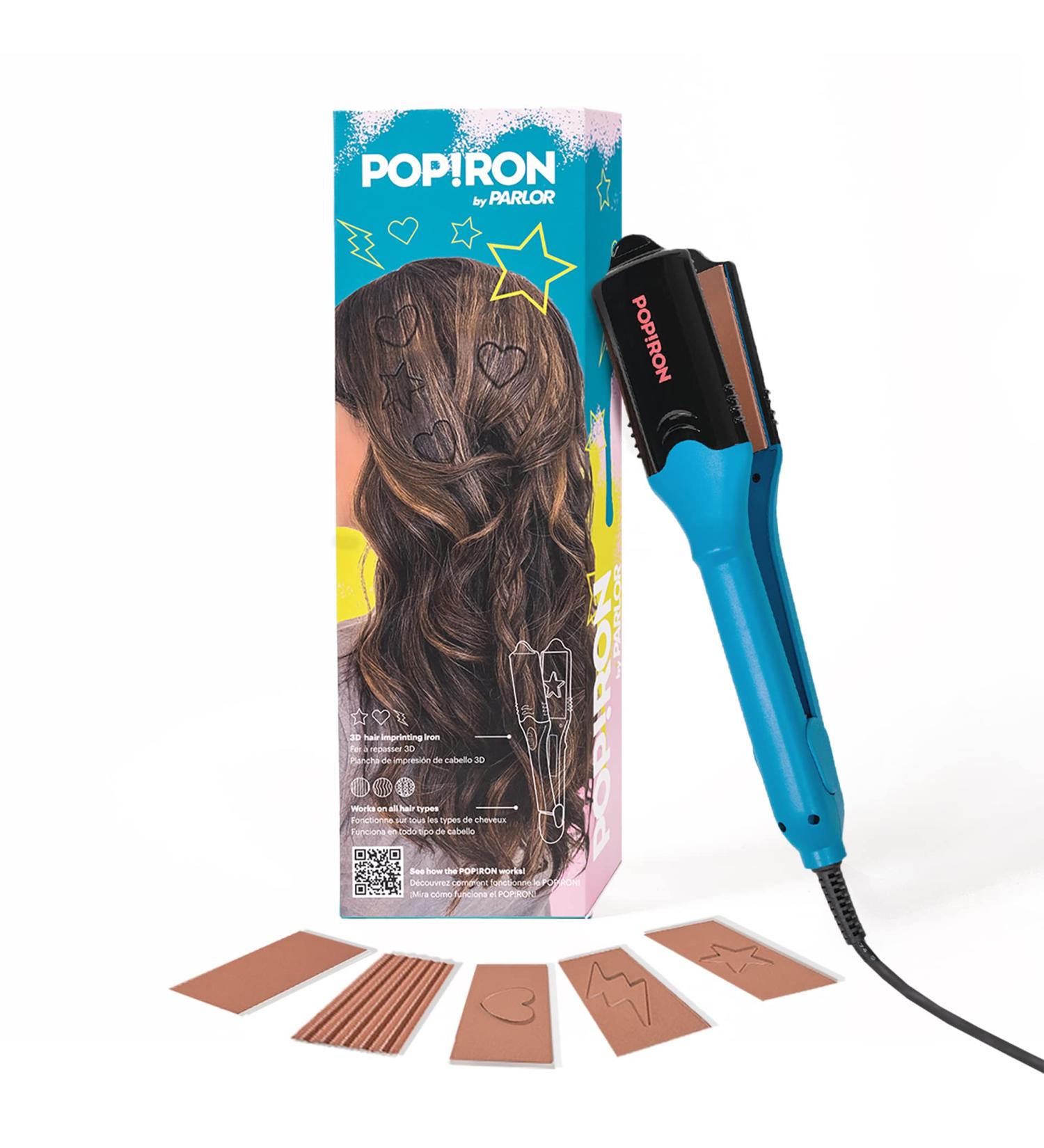 PopIron Hair Straightener & Hair Imprinting Iron - 5 Plates for Straightening, Crimping & Fun Shapes | Ideal for Hair Art & Festivals - Buy Online on SooperMarket.com