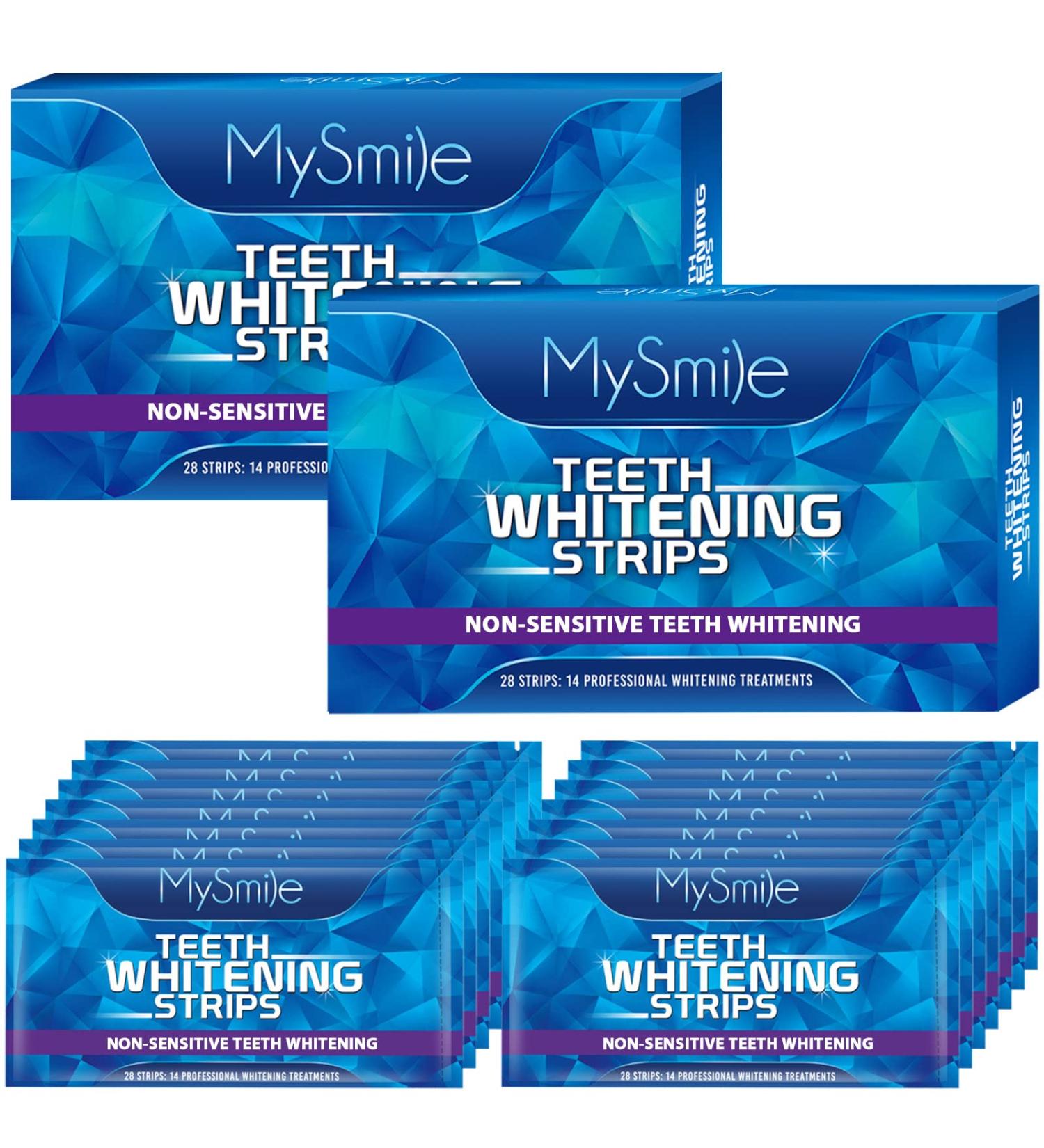 MySmile Teeth Whitening Strips - Non-Sensitive Kit, 28 Sets for 10 Shades Whiter, Removes Stains from Coffee, Wine & More - Buy Online on SooperMarket.com