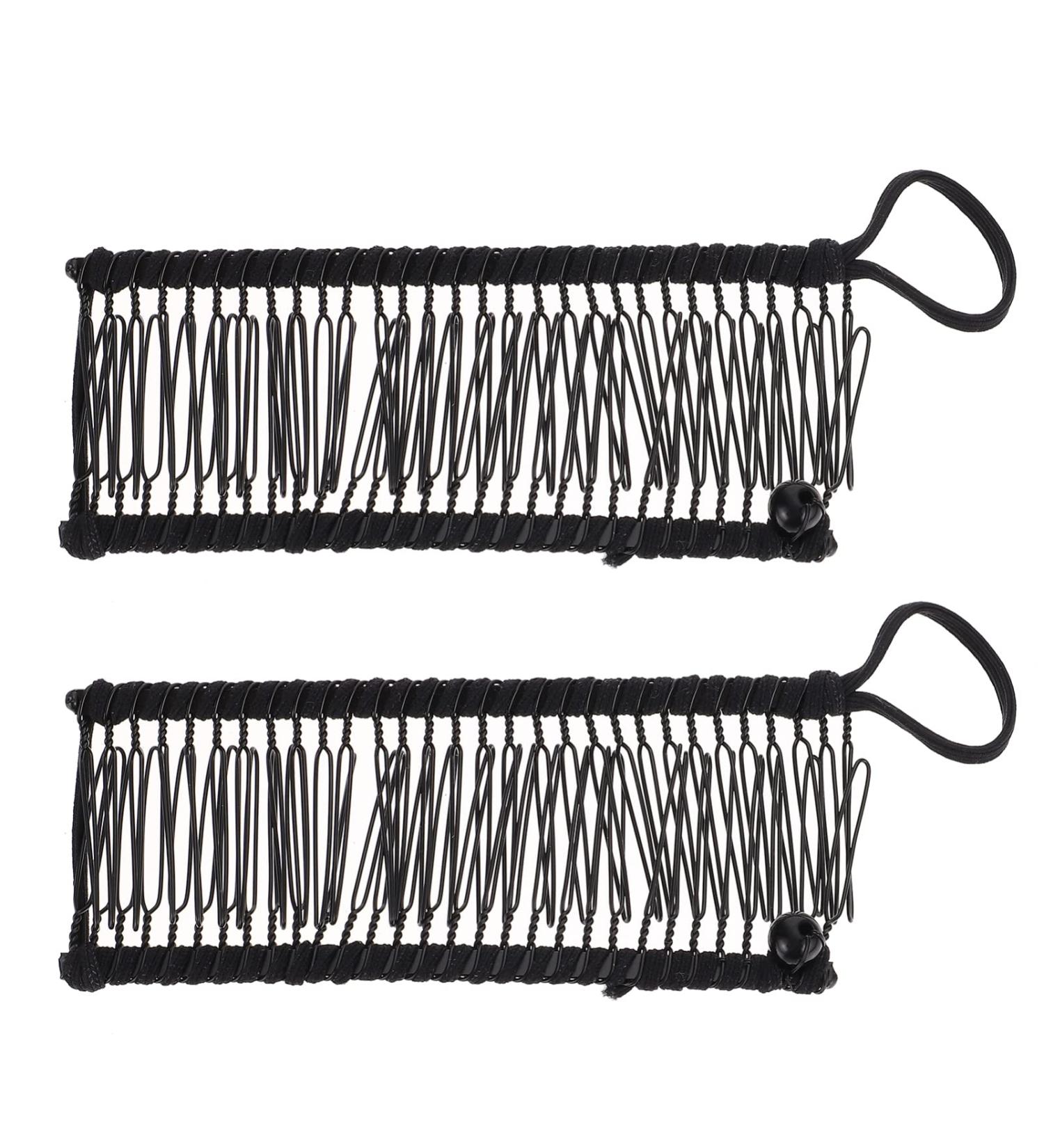 KALLORY 2pcs Vintage Stretch Banana Hair Clips | No Crease Hair Grip Styling Tool for Women - Black | 11.5X4.3X1CM - Buy Online on SooperMarket.com