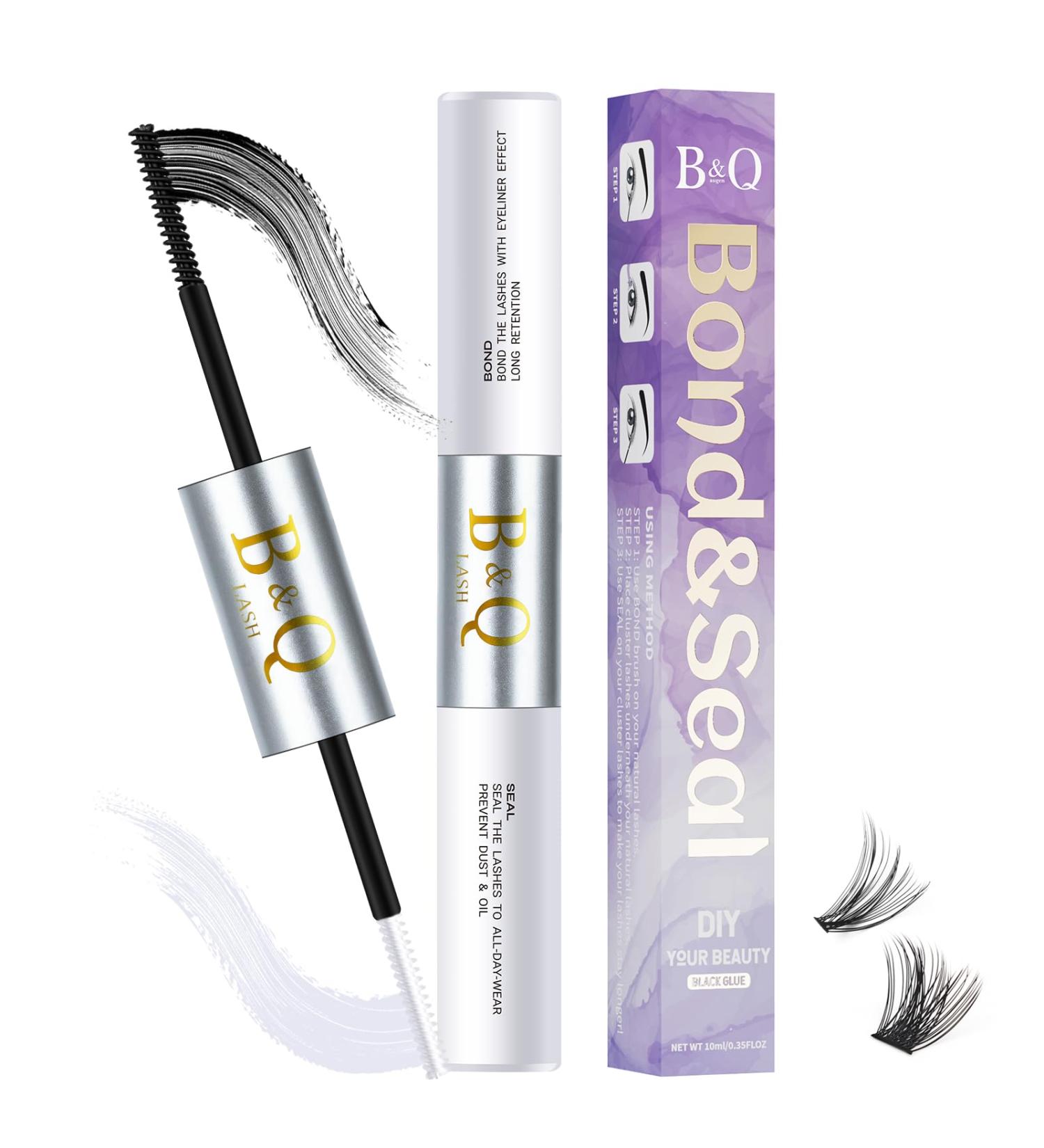 B&Q Lashes Bond and Seal Waterproof 10ML - Long Lasting Lash Bond for DIY Extensions | Perfect for Beginners - YJST-Black - Buy Online on SooperMarket.com