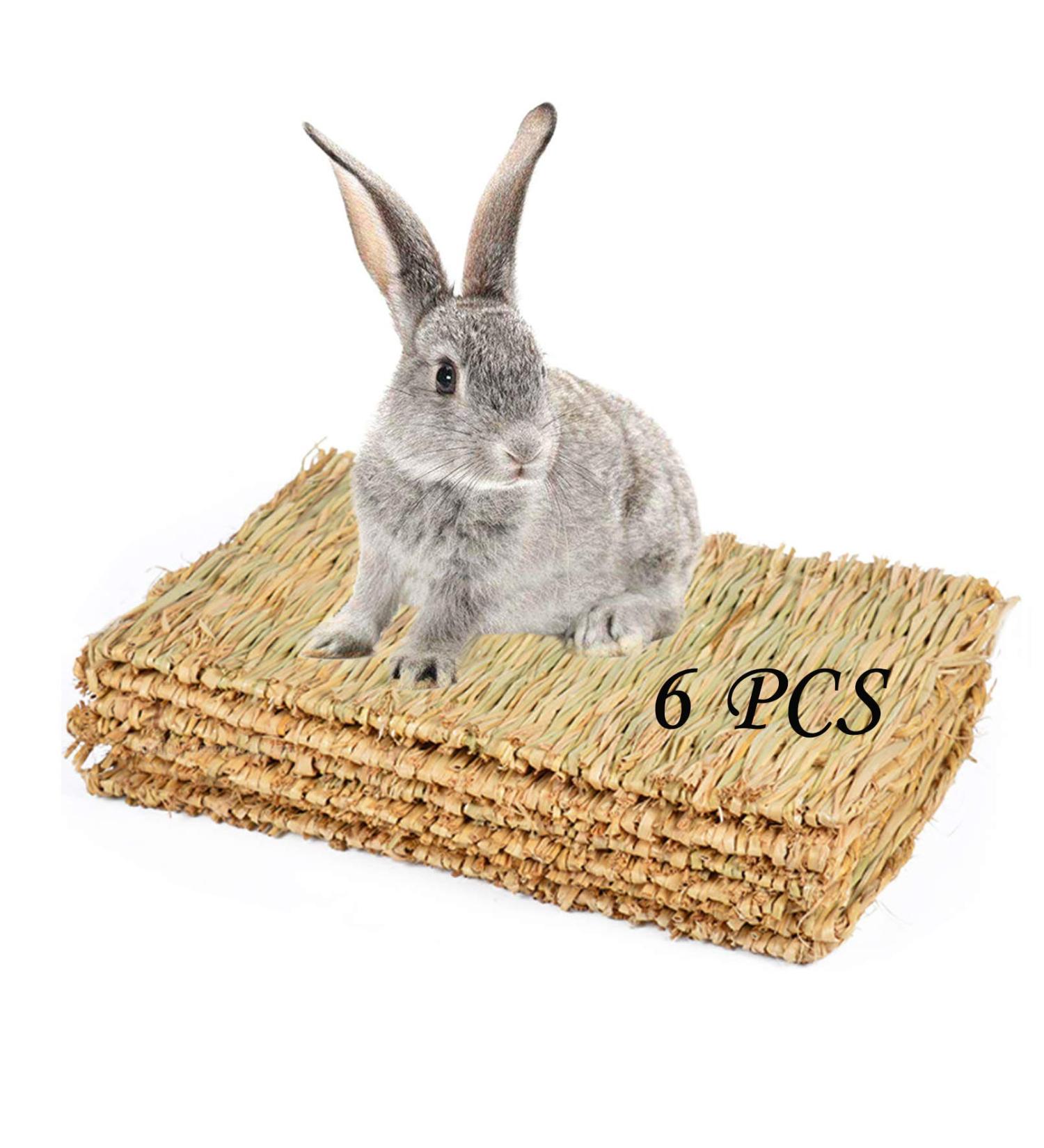 PINVNBY Natural Straw Grass Mat for Rabbit Bunny Cage - 6 Pcs - Buy Online on SooperMarket.com