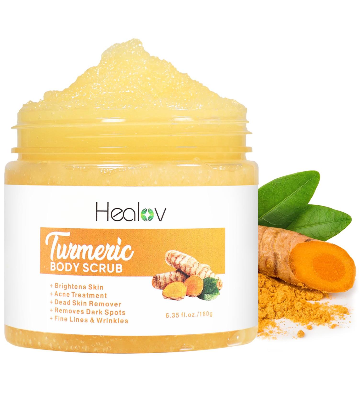 Turmeric Body Scrub - All-Natural Skin Brightening Exfoliator for Face & Body - Boost Circulation & Improve Discoloration - Buy Online on SooperMarket.com