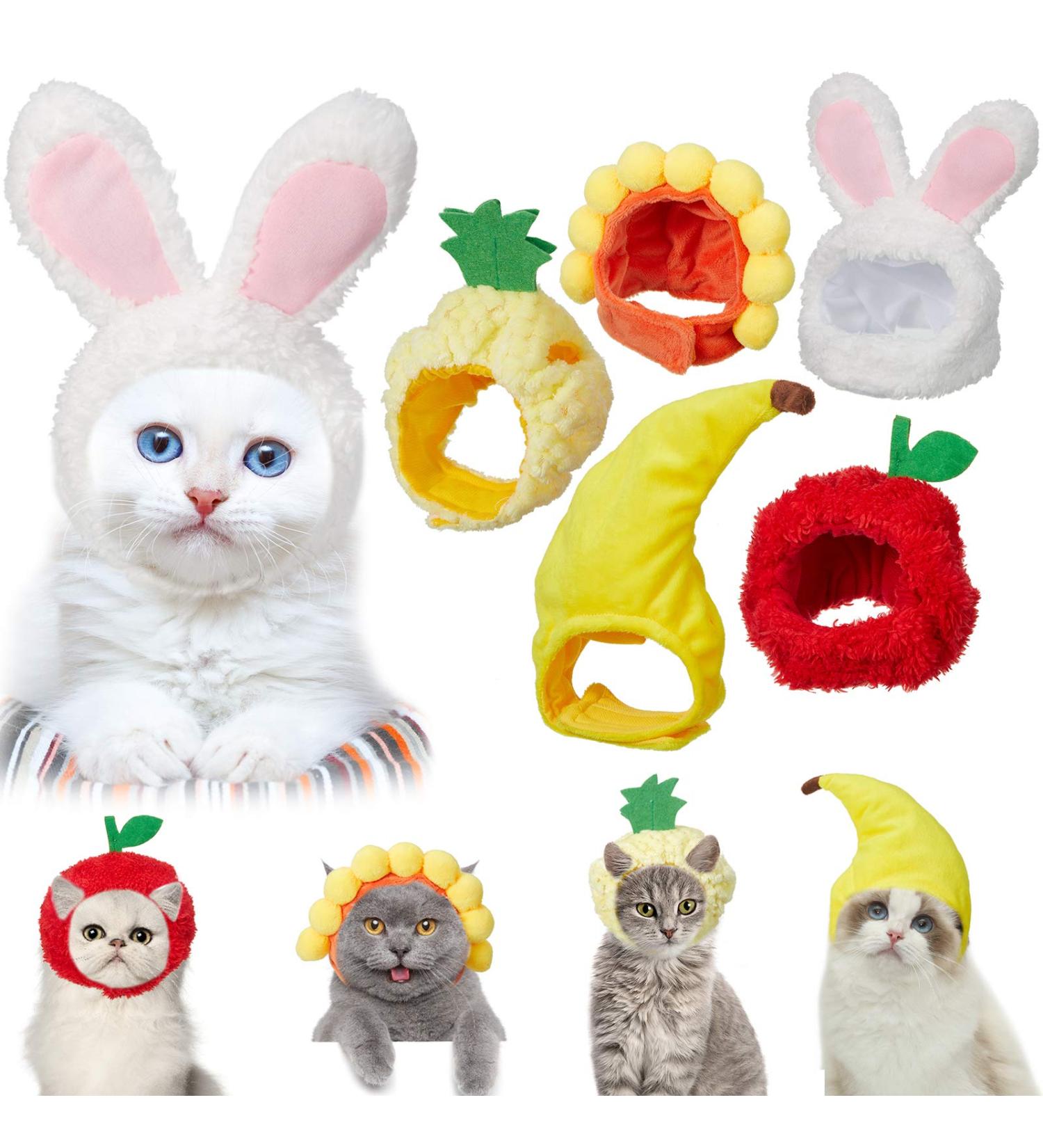 Weewooday 5 Pieces Cat Hat Cat Costume Bunny Hat with Ears Funny Banana Pineapple Cat Hat for Cats and Small Dogs Kitten Puppy Party Costume Accessory Headwear(Cute Style) - Buy Online on SooperMarket.com