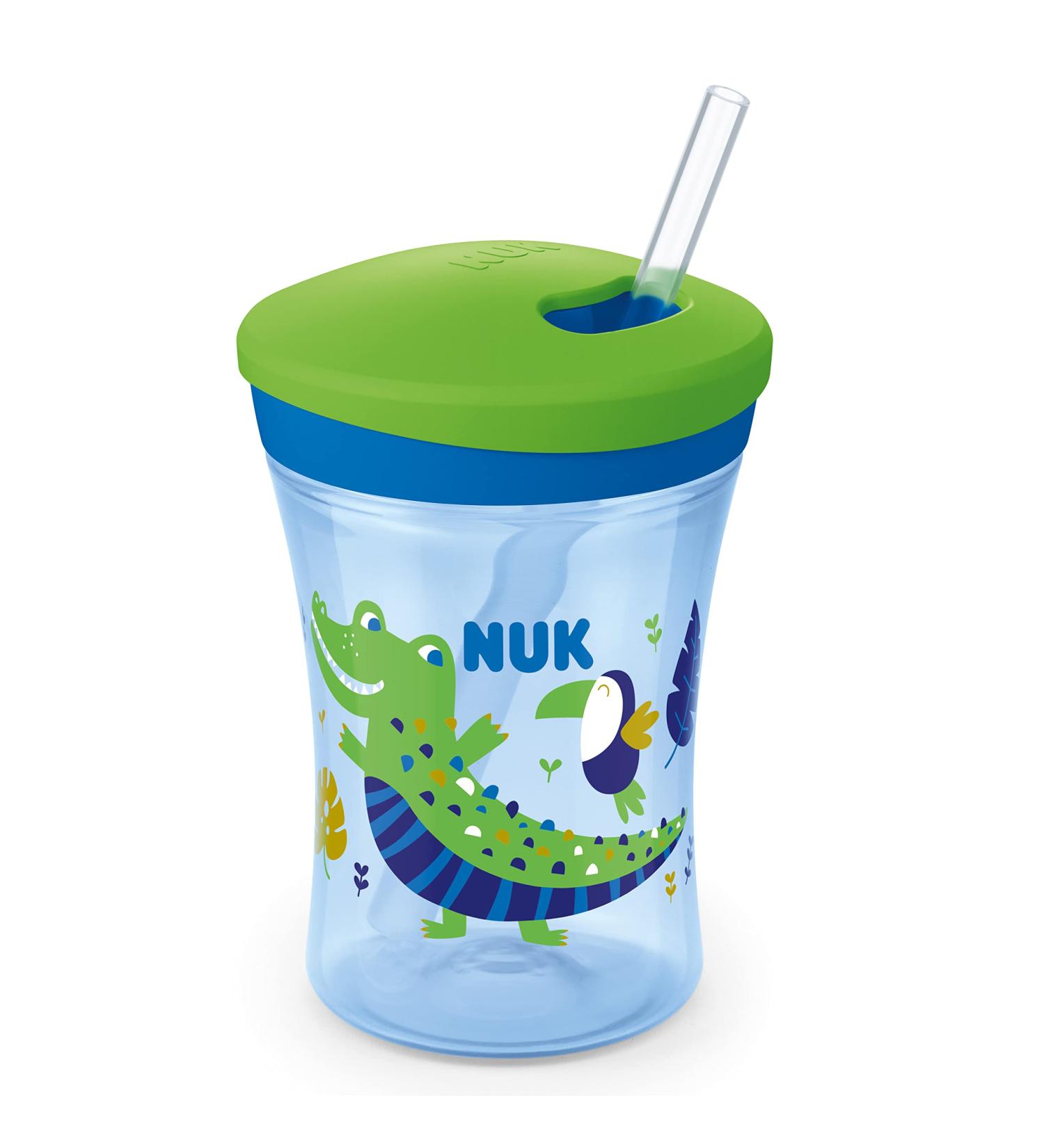 NUK Action Cup Toddler 12+ Months | Chameleon Effect | Leak-Proof Straw Cup | BPA-Free | Crocodile Green 230ml - Buy Online on SooperMarket.com