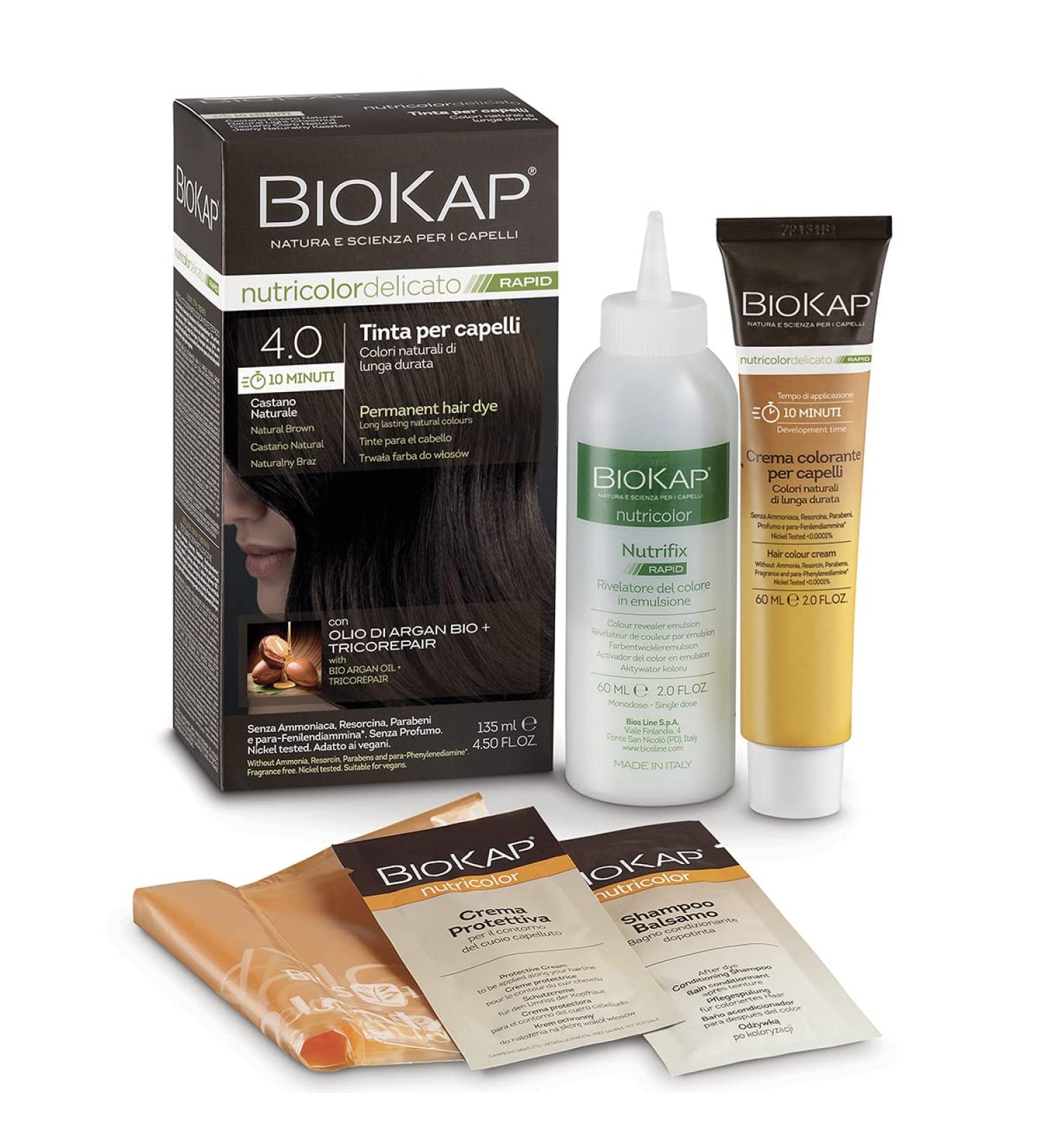 Buy BioKap Nutricolor Delicato Permanent Rapid Hair Dye 4.0 Natural Brown - International Shipping Available - 4.5 fl. oz - Buy Online on SooperMarket.com