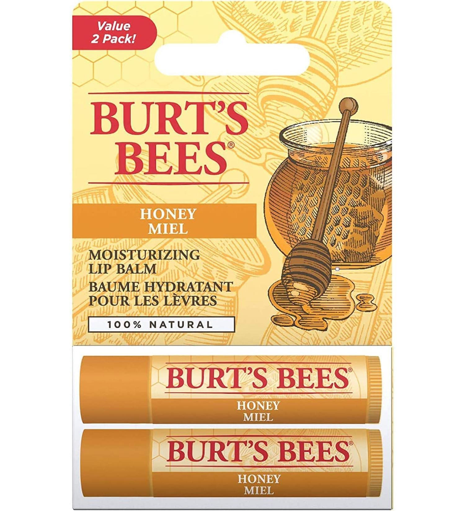 Burt's Bees Lip Balm Multipack Chapstick Lip Balms With Honey & Beeswax Duo Value Pack 2x4.25g Beeswax & Honey - Buy Online on SooperMarket.com