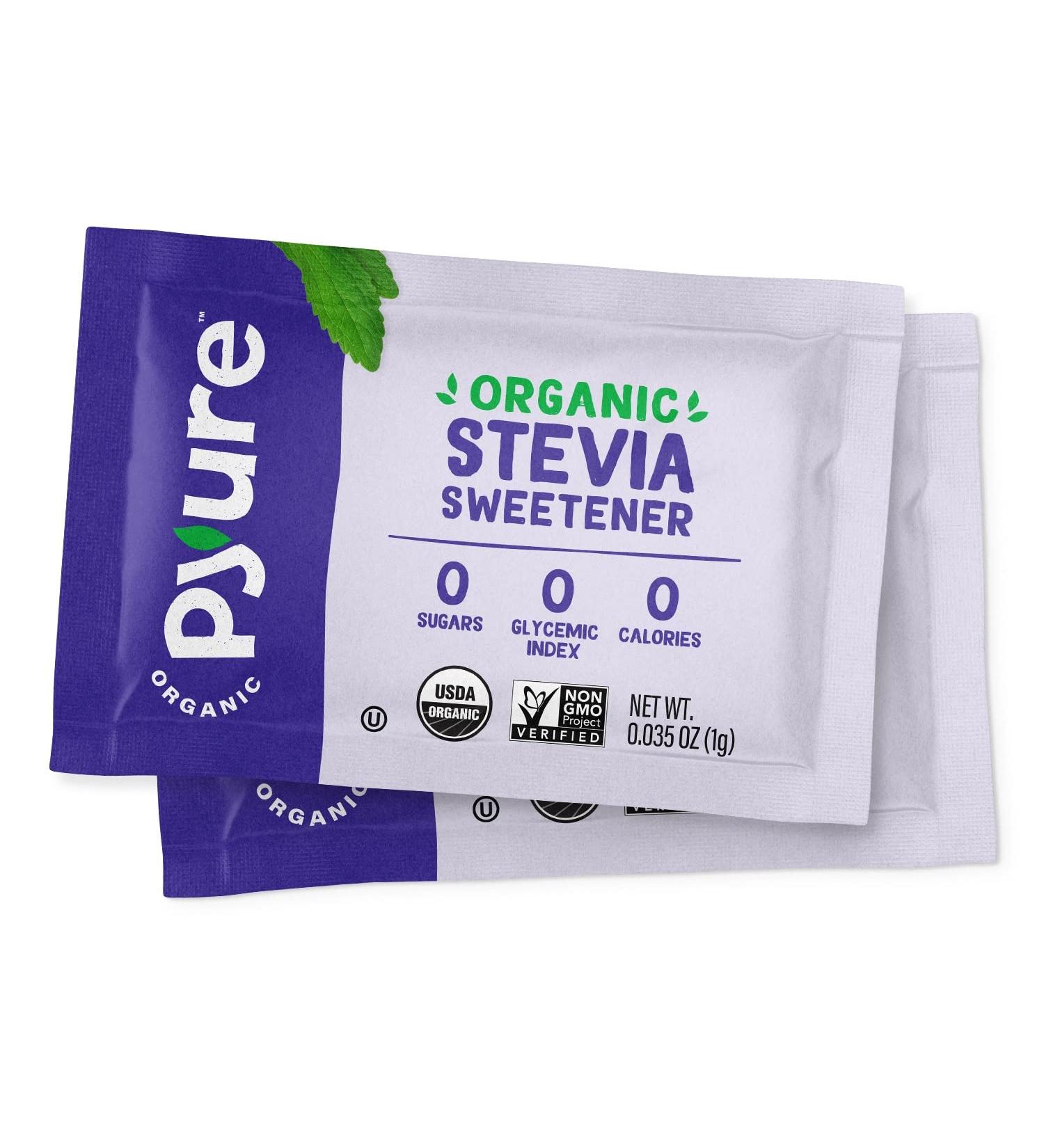 Pyure Organic Stevia Packets - White Sugar Substitute | Zero Carb Zero Sugar Zero Calorie Sweetener | Plant-Based Stevia for Keto Coffee | 1000 Count - Buy Online on SooperMarket.com
