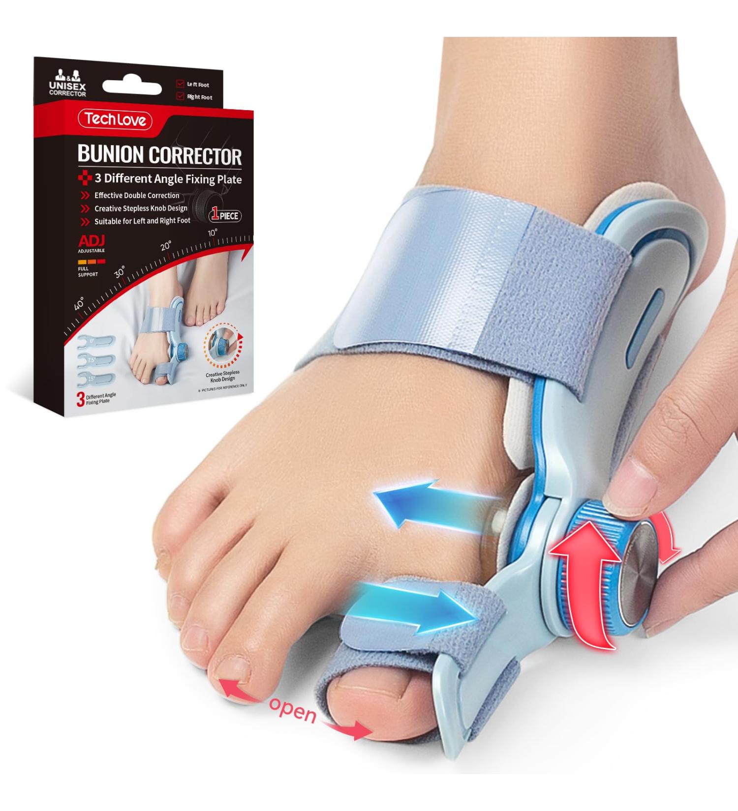 Tech Love Bunion Correctors for Women & Men Adjustable Knob Double Correction Toe Separator for Big Toe Relief Bunion Splints Hammer Toe Straightener with Silicone Pad Comfortable Effective (1PC) Blue - Buy Online on SooperMarket.com