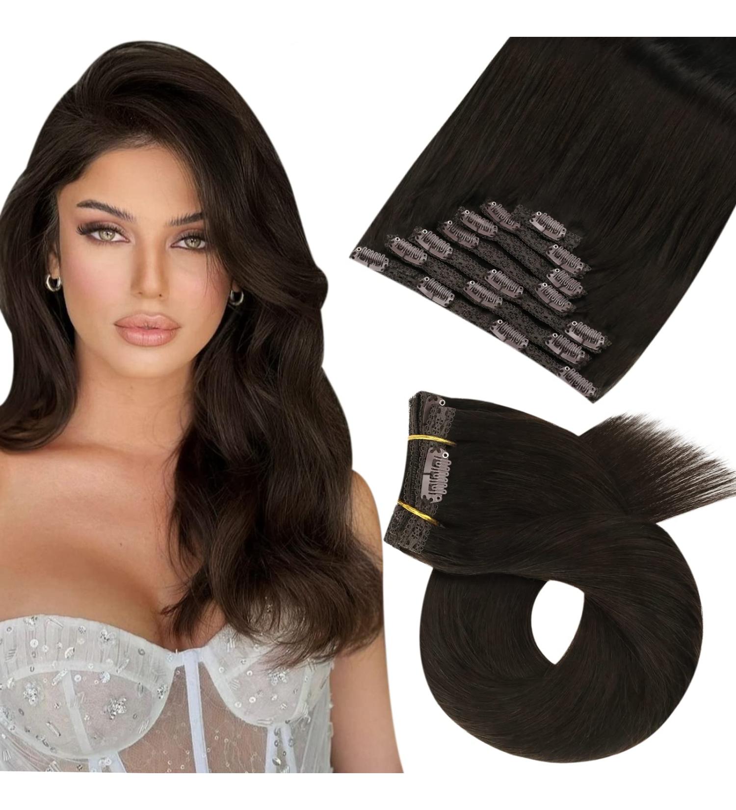 Buy Moresoo Clip-In Extensions | Real Brown Remy Hair | 120g Double Drawn 50cm #2 - Buy Online on SooperMarket.com