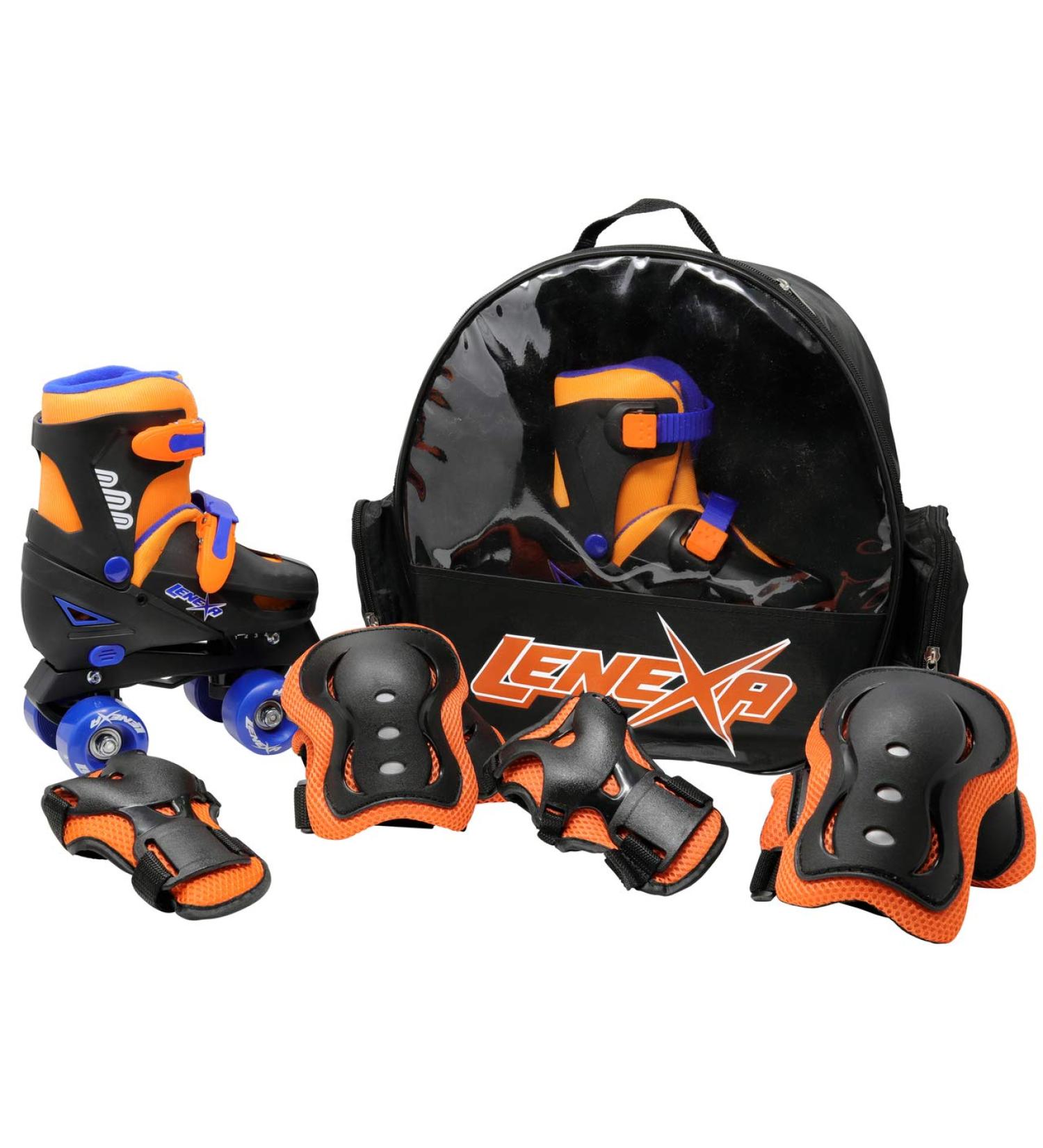 Lenexa Go GRO Adjustable Quad Roller Skate Bundle - Kids Roller Skates - Boys & Girls - Black/Orange - Size Medium (12J-2) - Buy Online on SooperMarket.com