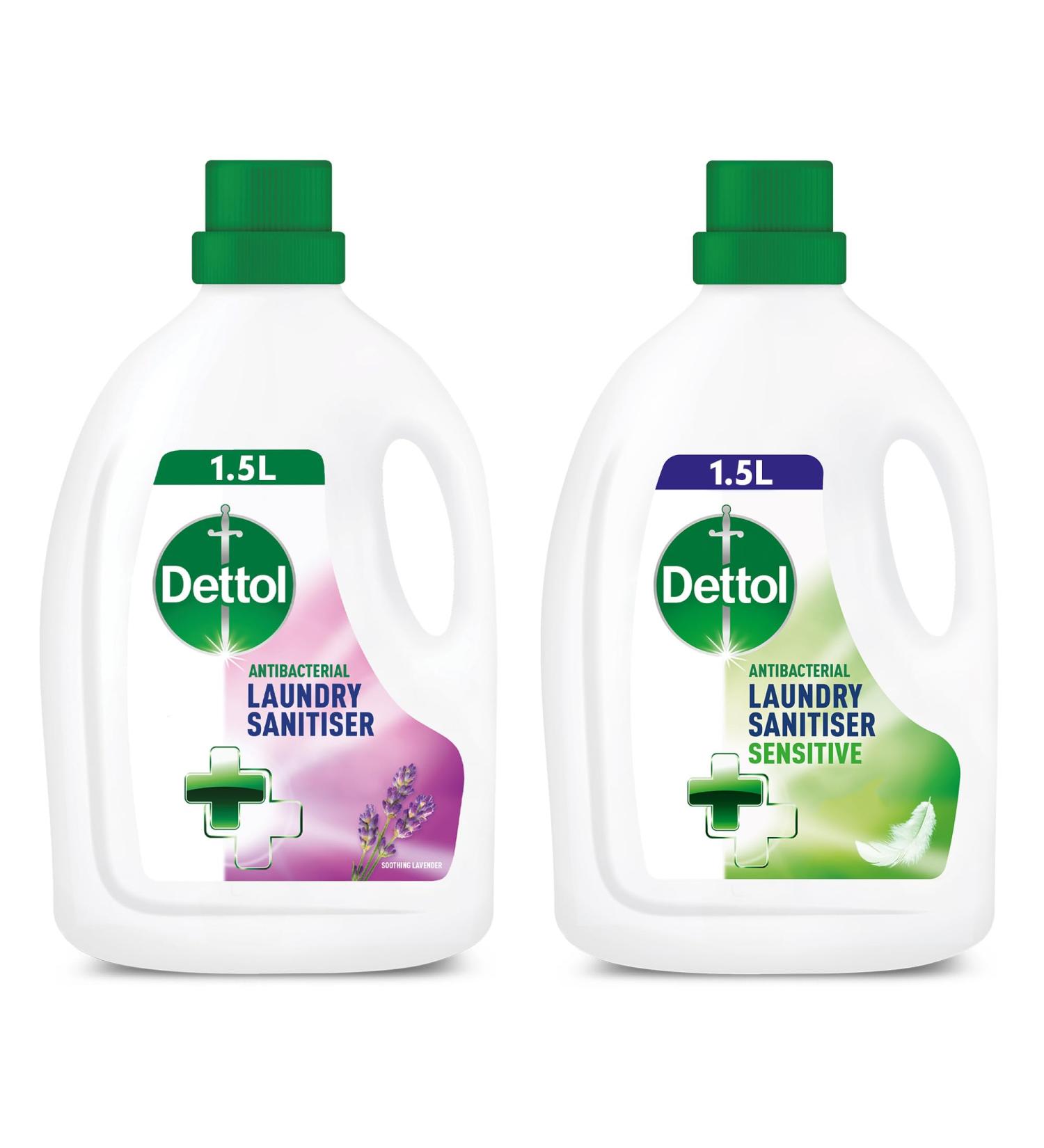 Dettol Antibacterial Laundry Sanitiser Lavender and Sensitive Fragrance Free Cleanser Additive Multipack 25 Washes 2x 1.5L Pack of 2. - Buy Online on SooperMarket.com