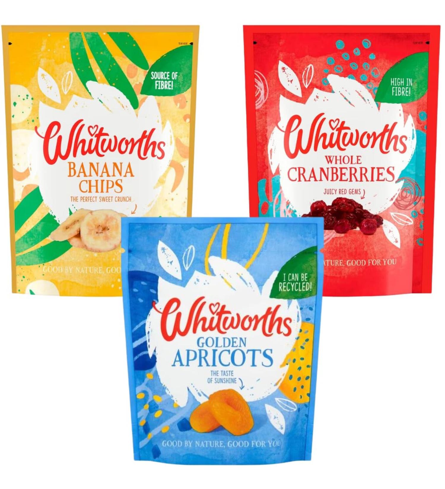 Dried Fruit Bundle with Whitworths Apricots 140g Banana Chips 150g and Cranberries 130g (3 Pack) - Buy Online on SooperMarket.com